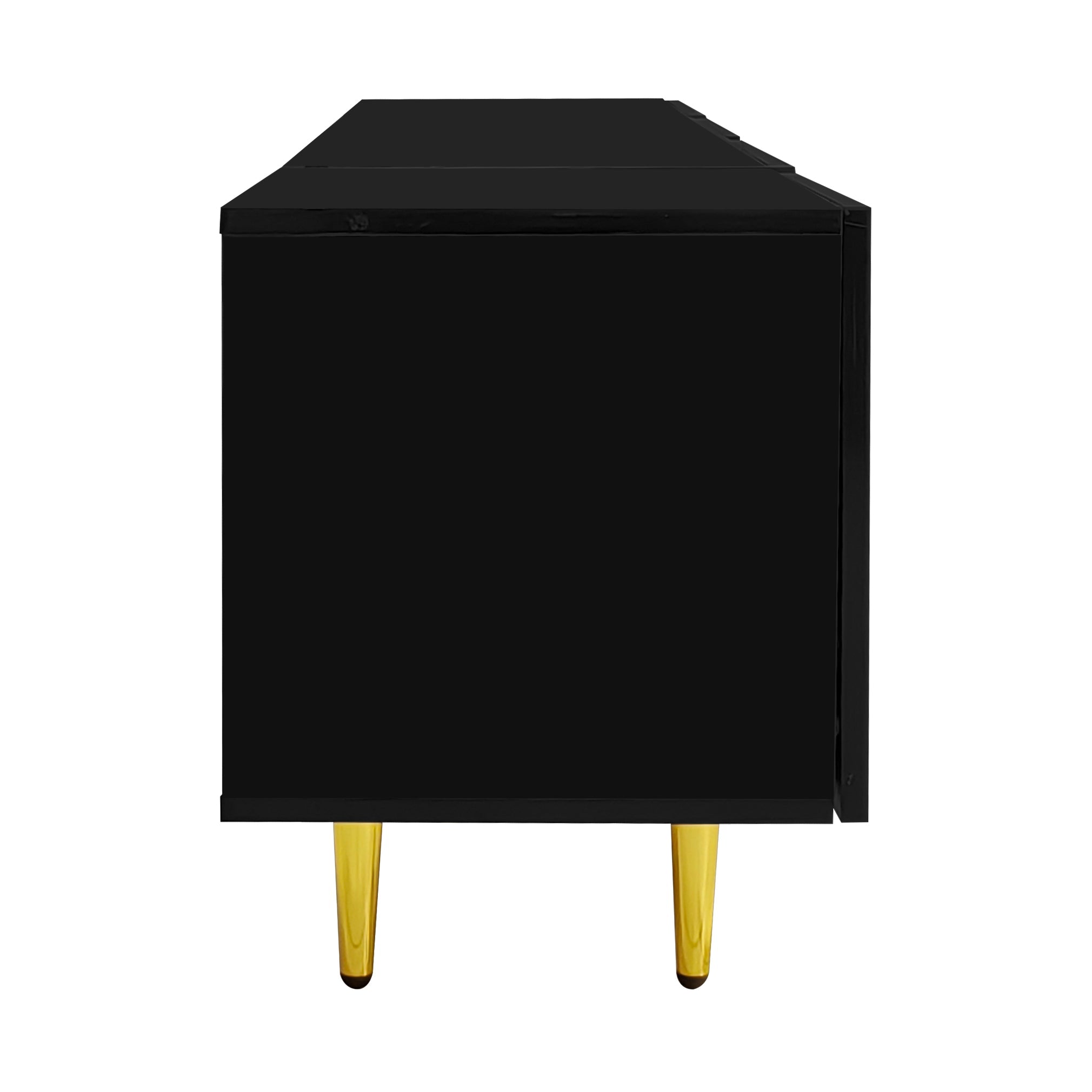 Logidon high-gloss TV cabinet 170 cm black-gold, 4 doors, modern