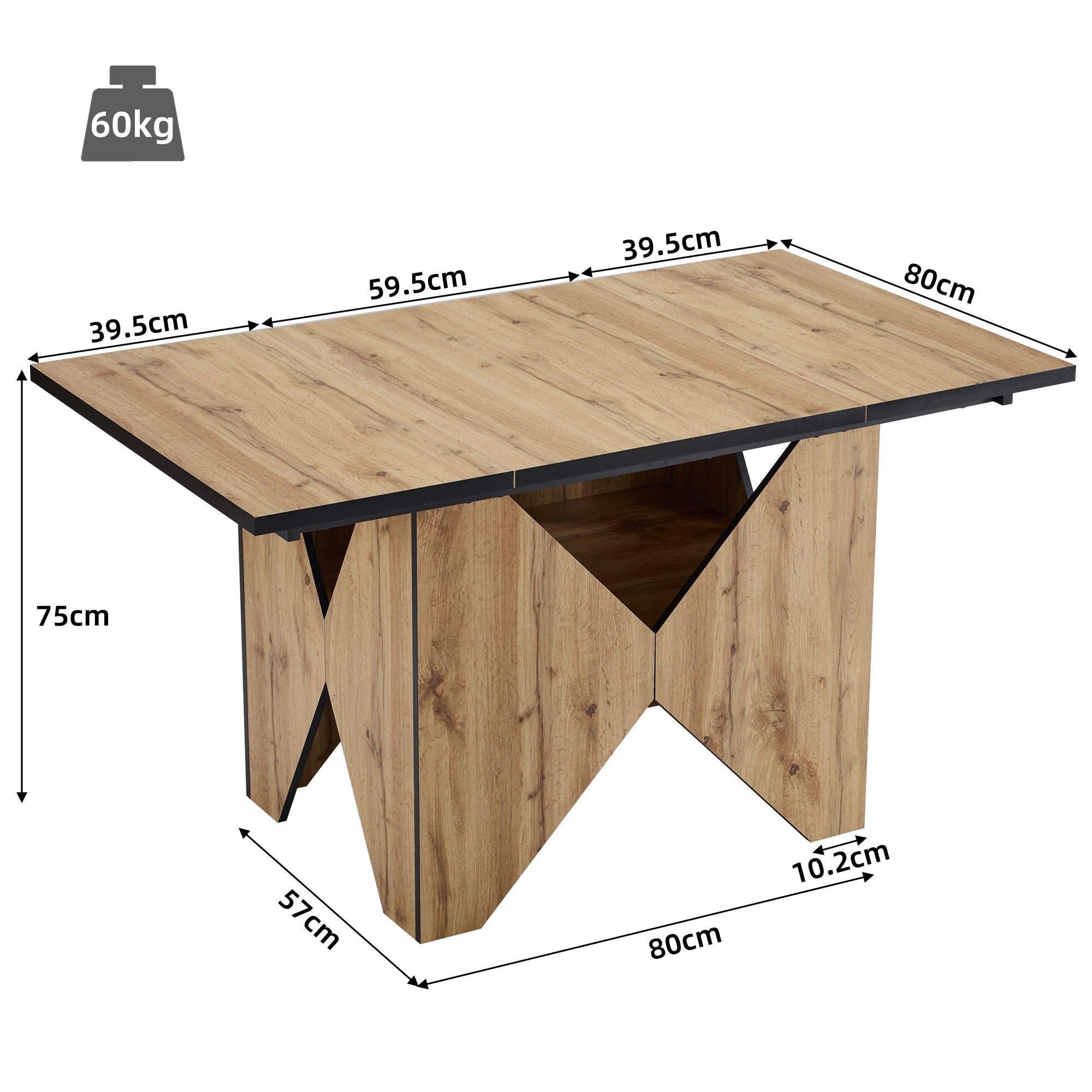 Logidon Moderne eettafel hout 138x80x75 cm lichtbruin MDF