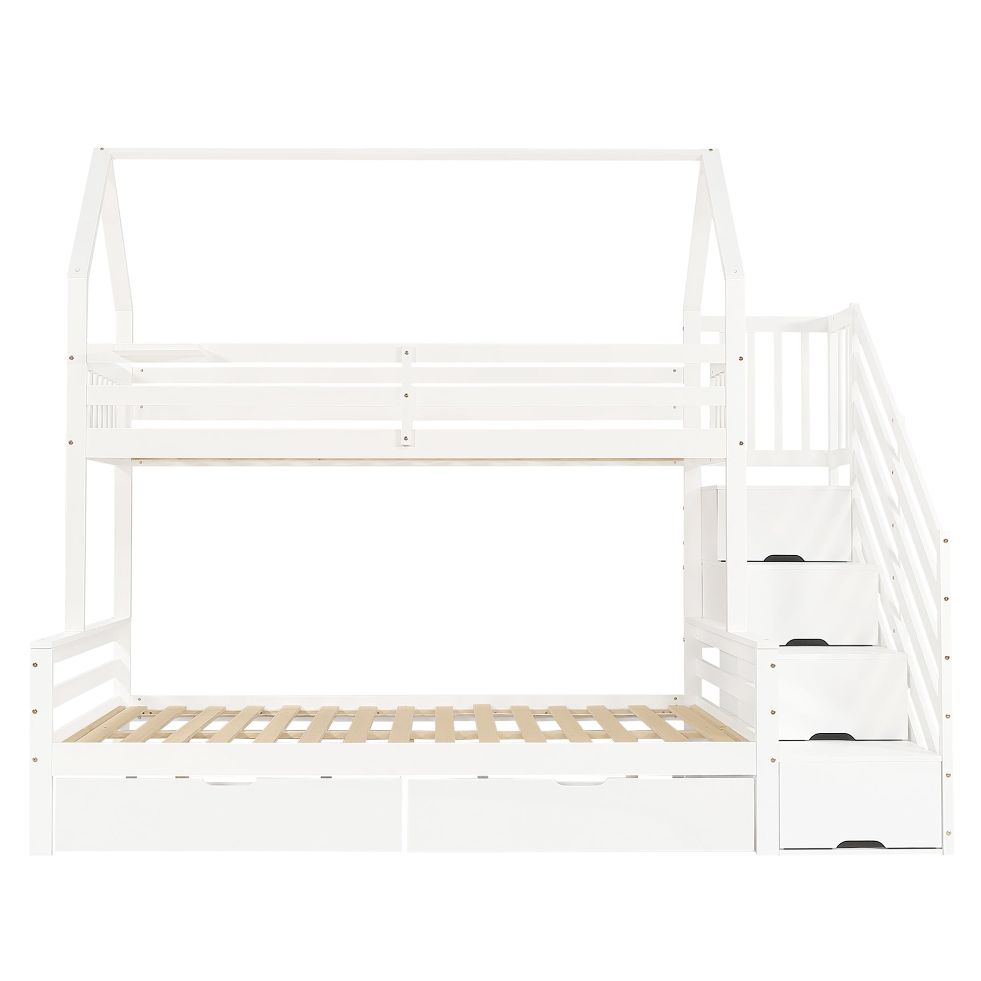 Logidon stapelbed kinderbed wit 90x200 en 140x200 met dakdesign