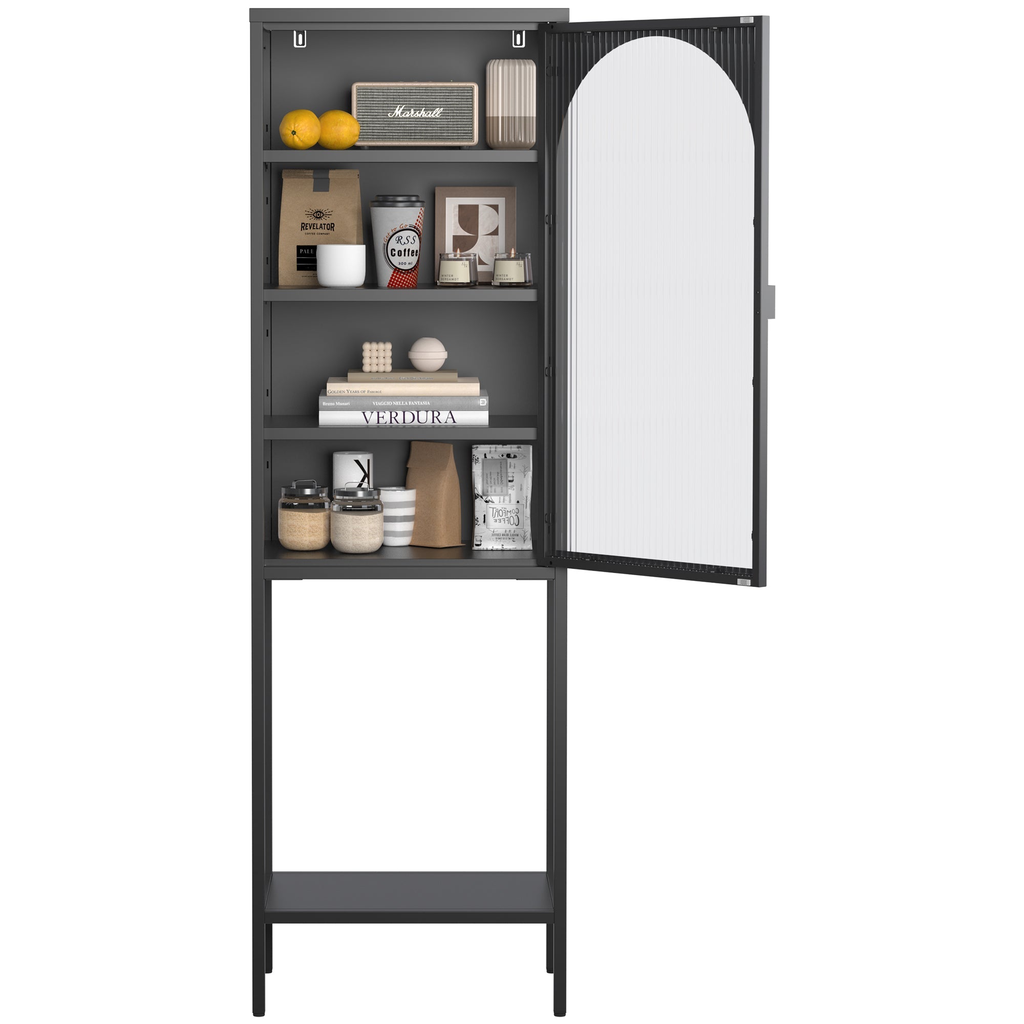 Logidon metalen vitrinedeur zwart 160x50x35 cm