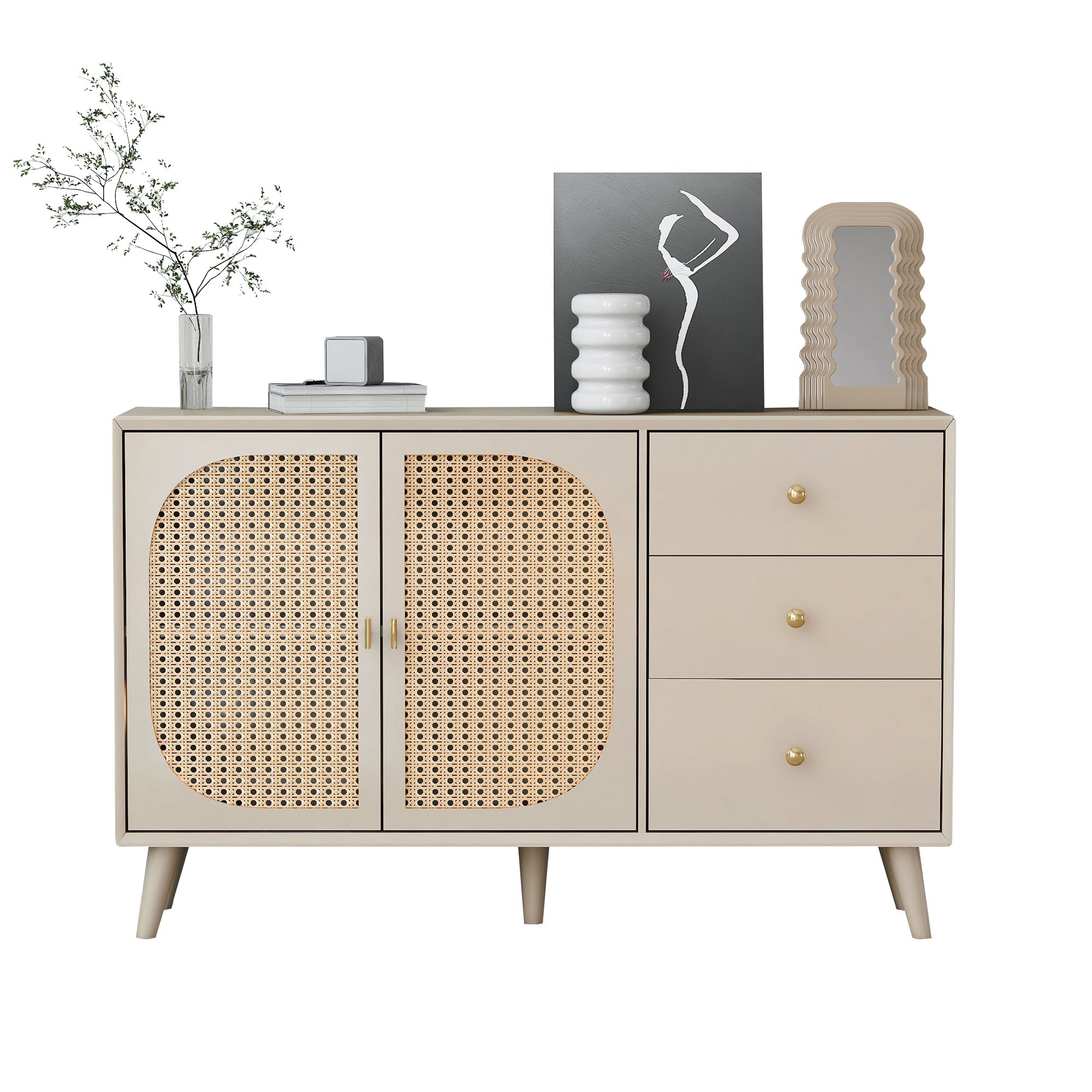 Logidon sideboard 120x40x82.5 cm cream offwhite with 2 doors and 3 drawers