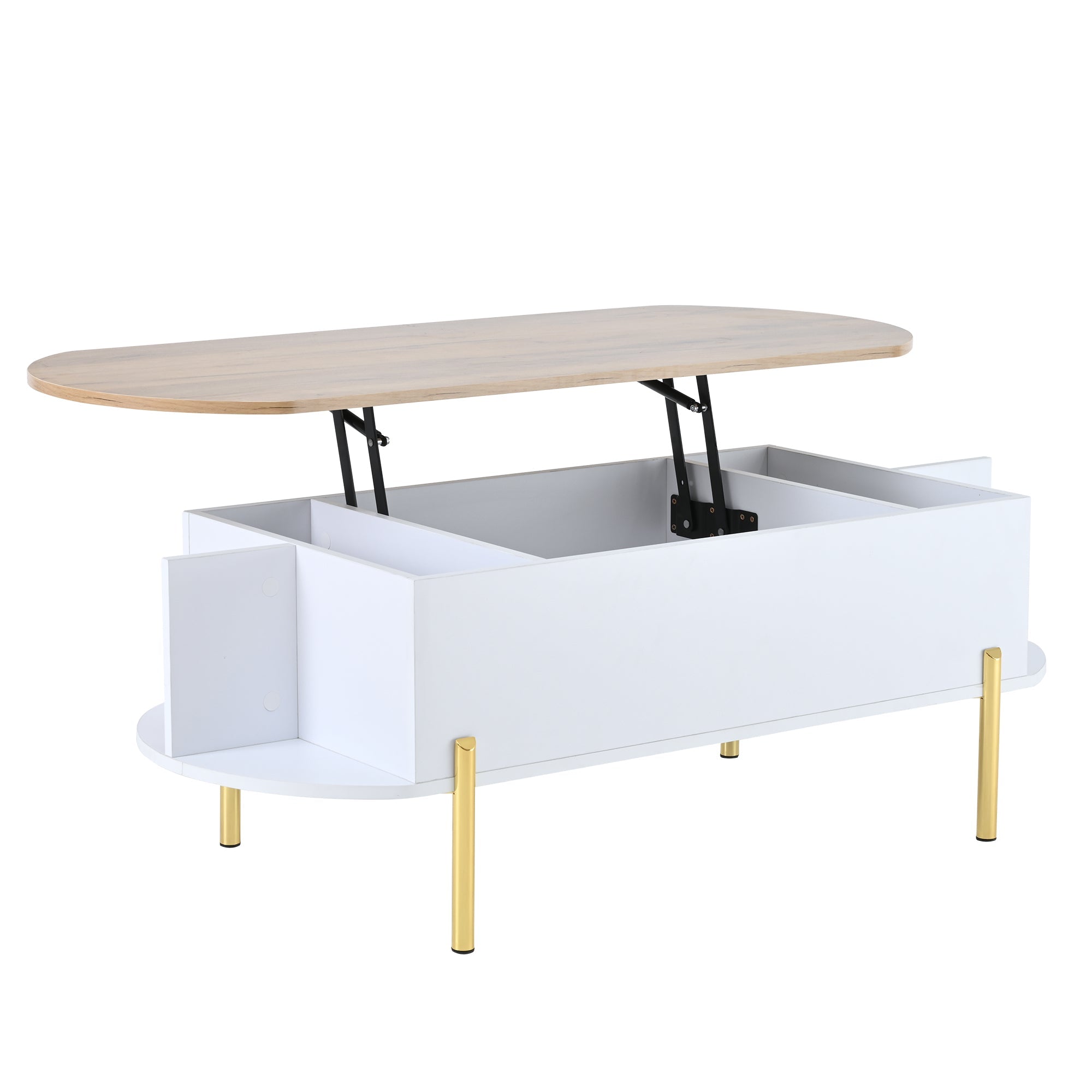 Logidon Verstelbare Salontafel 120x50x43 cm Met Opbergruimte Wit Hout