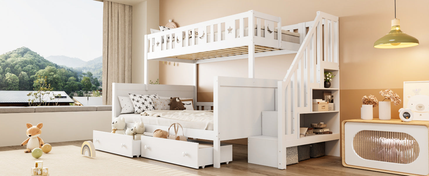 Logidon kinderstapelbed 90x200/140x200 wit met veiligheidstrap