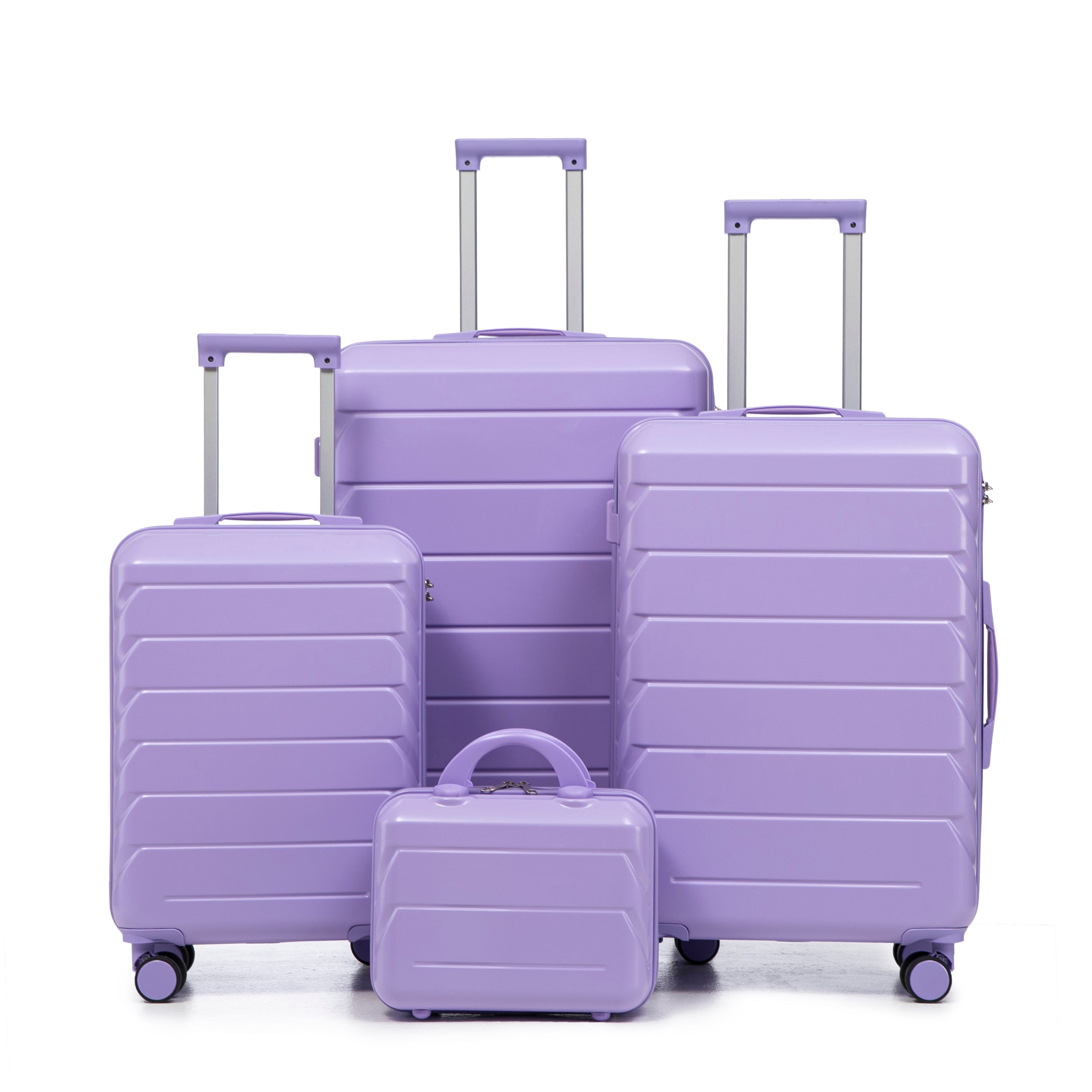 Logidon 4-delige ABS Spinnerkofferset Blauw Paars 14 19 24 28 Inch