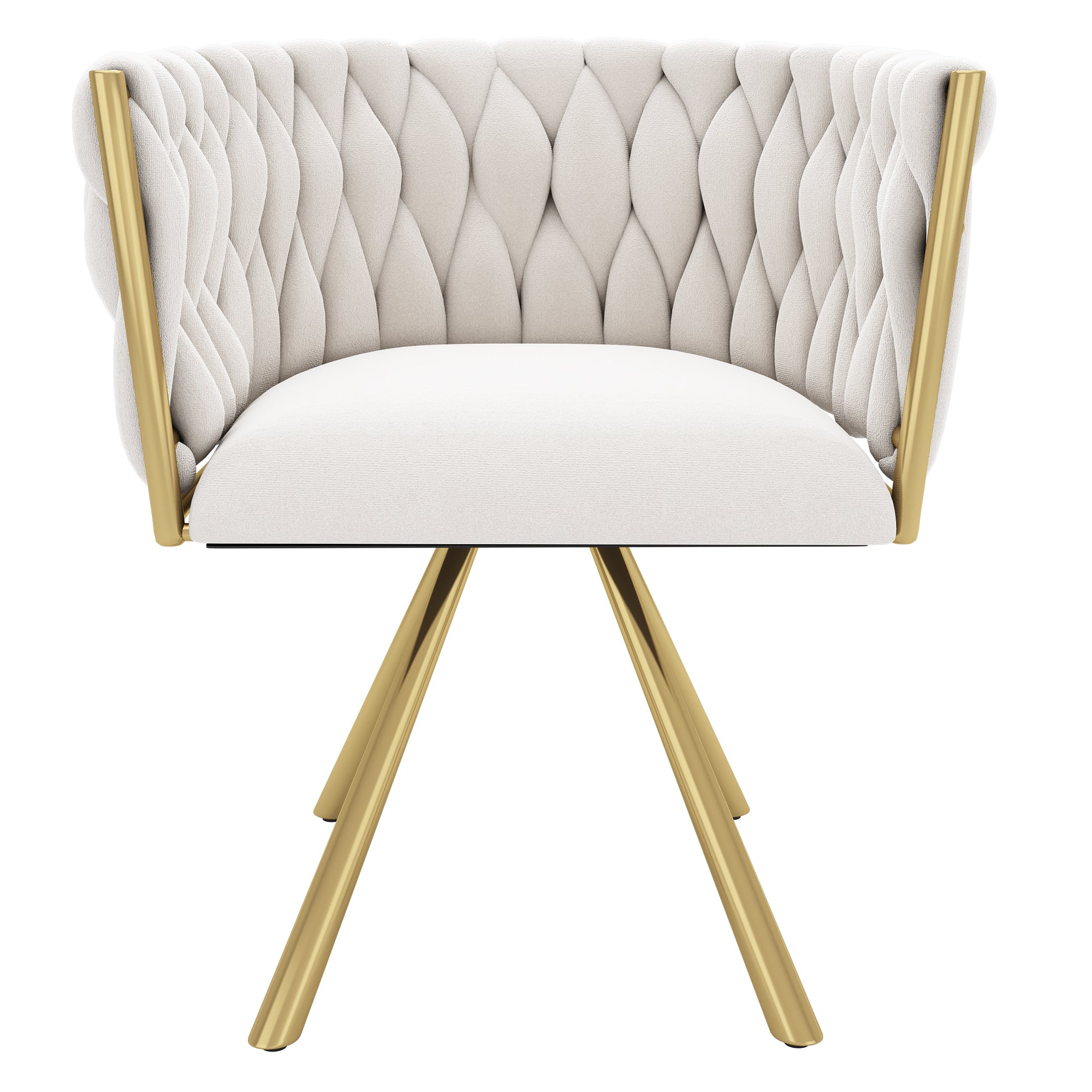 Logidon Velvet Dining Chair Set of 4 Beige Gold Swivel Chairs