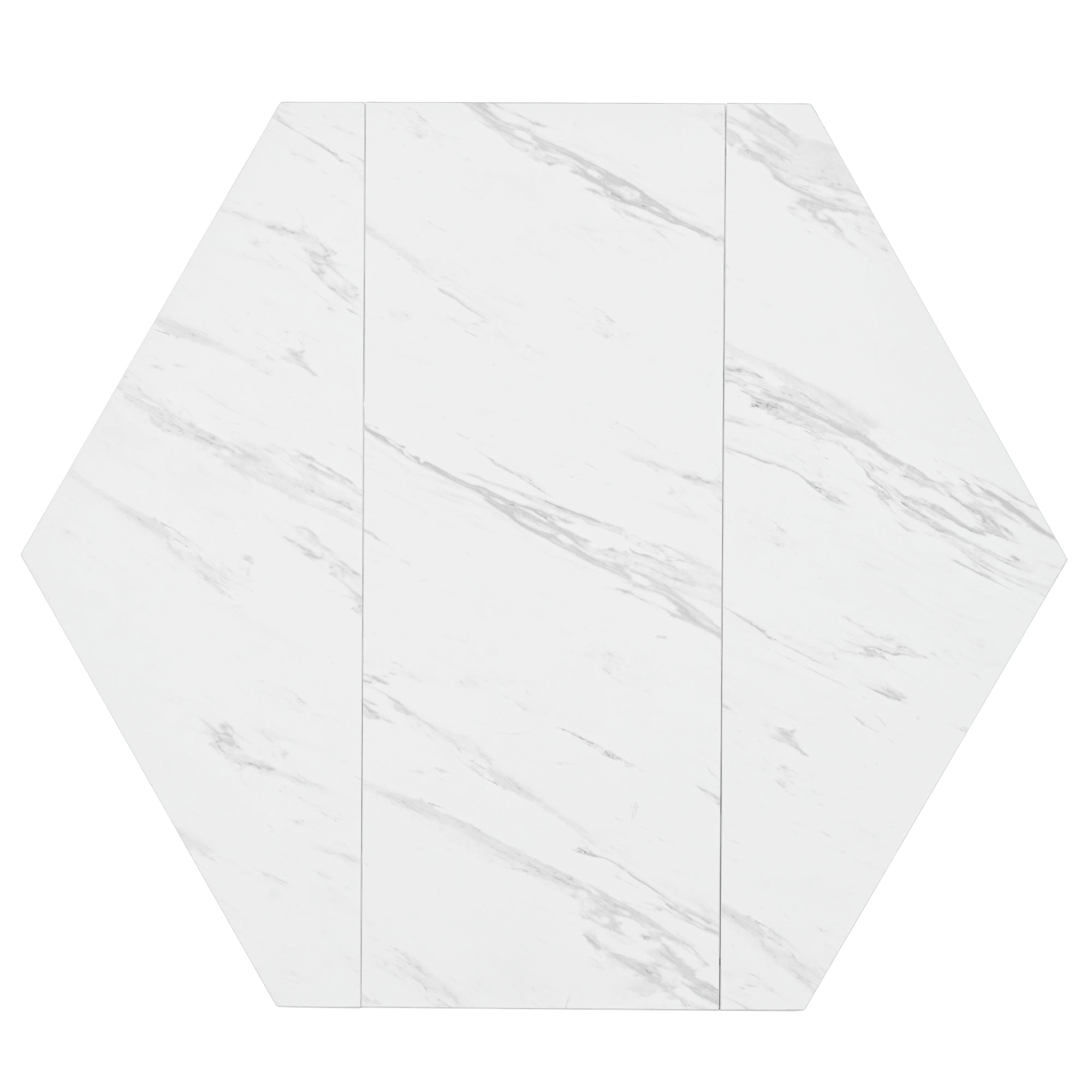 Logidon moderne zeshoekige marmeren tafel, 115,5 x 100 cm, zwart frame