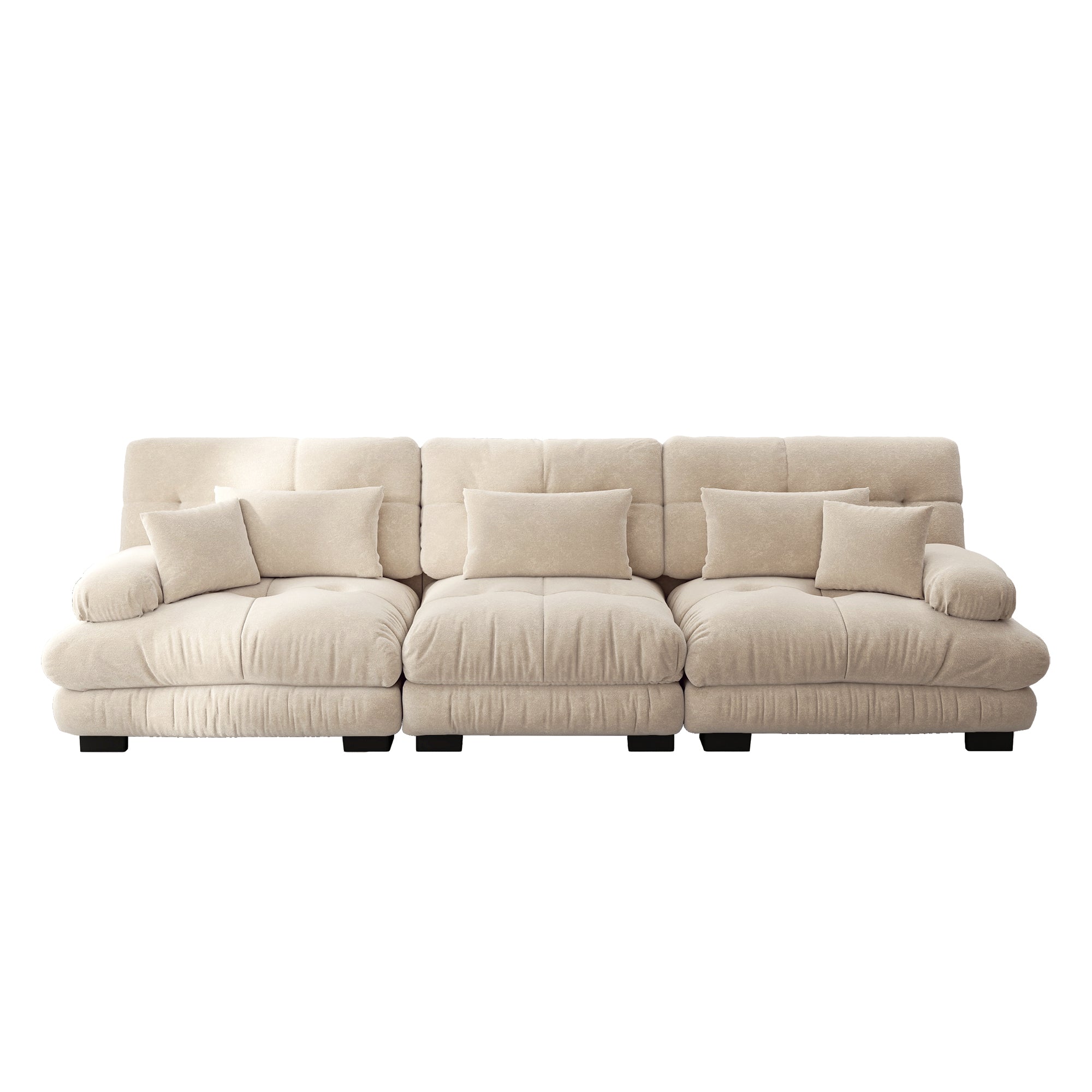Logidon 3-zits hoekbank diepe zit chenille lichtbruin 313x77x81 cm