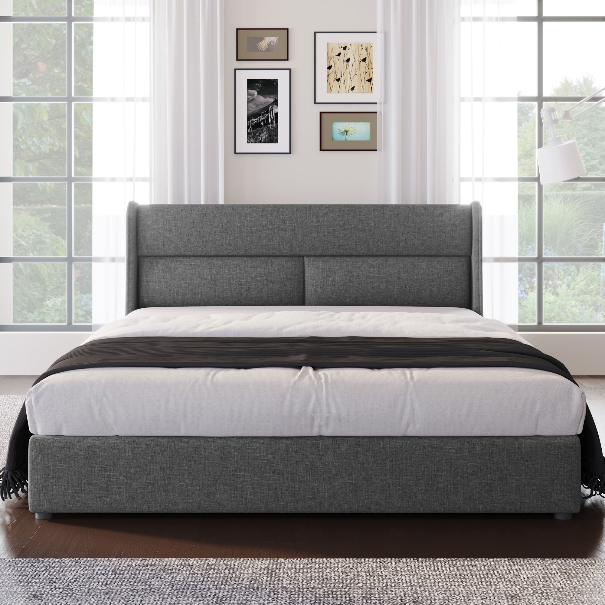 Logidon gestoffeerd bed 180x200cm verstelbare hoofdsteunen met opbergruimte