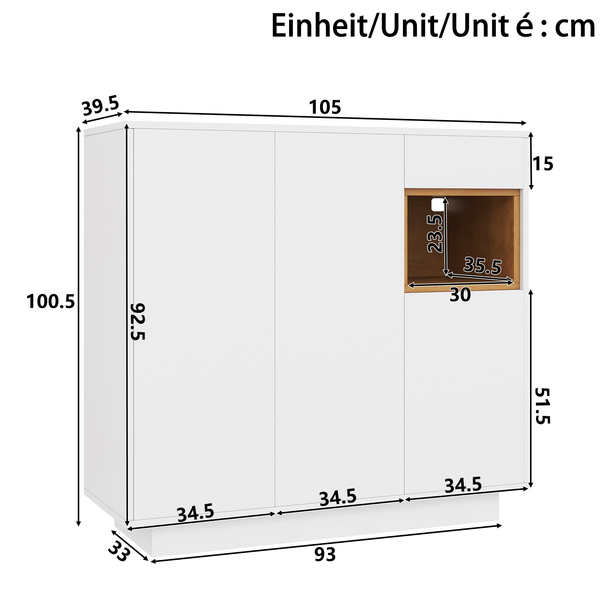 Logidon schoenenkast wit LED verlichting verstelbare planken 105x39,5x100,5 cm