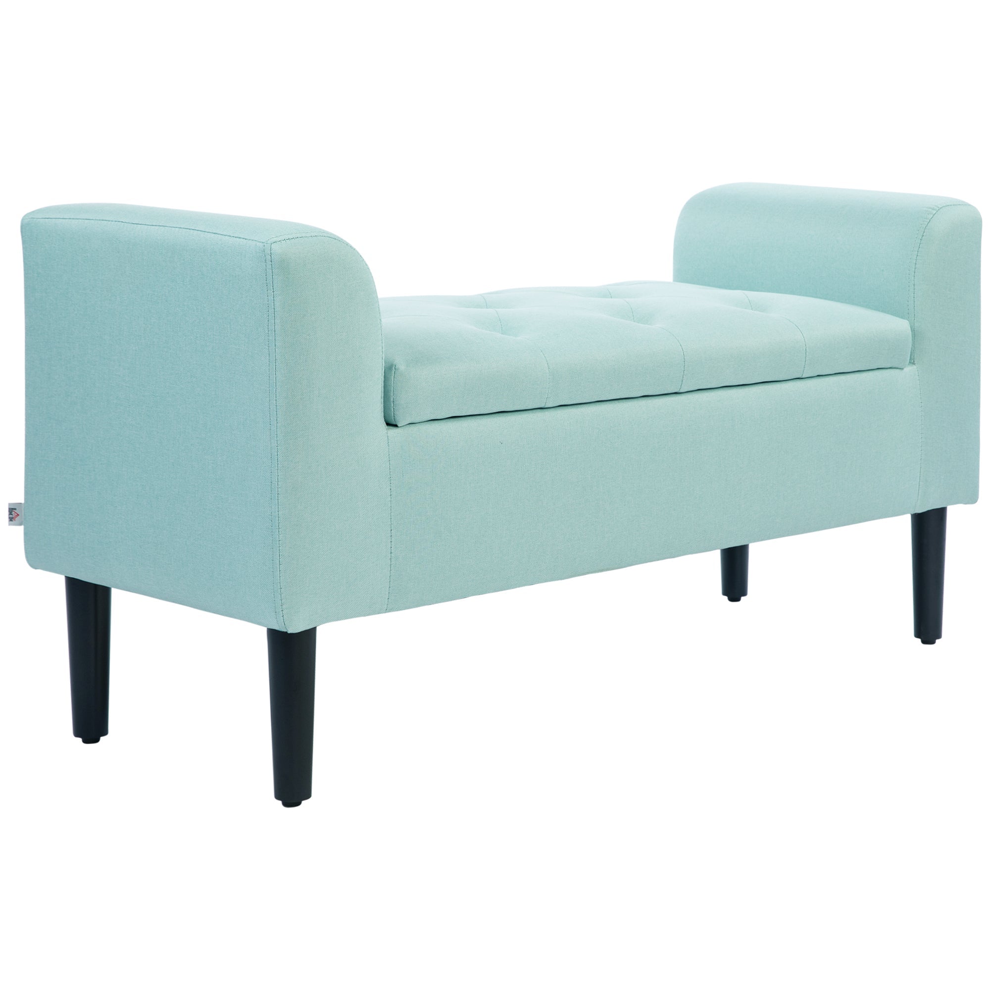 Logidon bank met opbergruimte linnenlook groen 116x44x58 cm