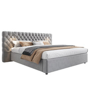 Logidon upholstered bed 180 x 200 cm with hydraulic storage space LED gray
