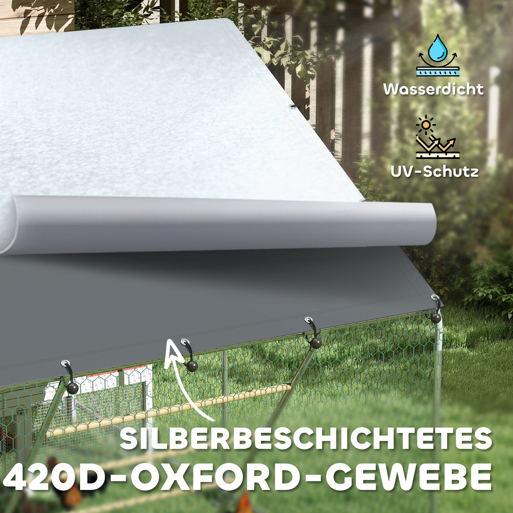 Logidon kippenhok buitenverblijf van staal 300x200x195 cm zilver
