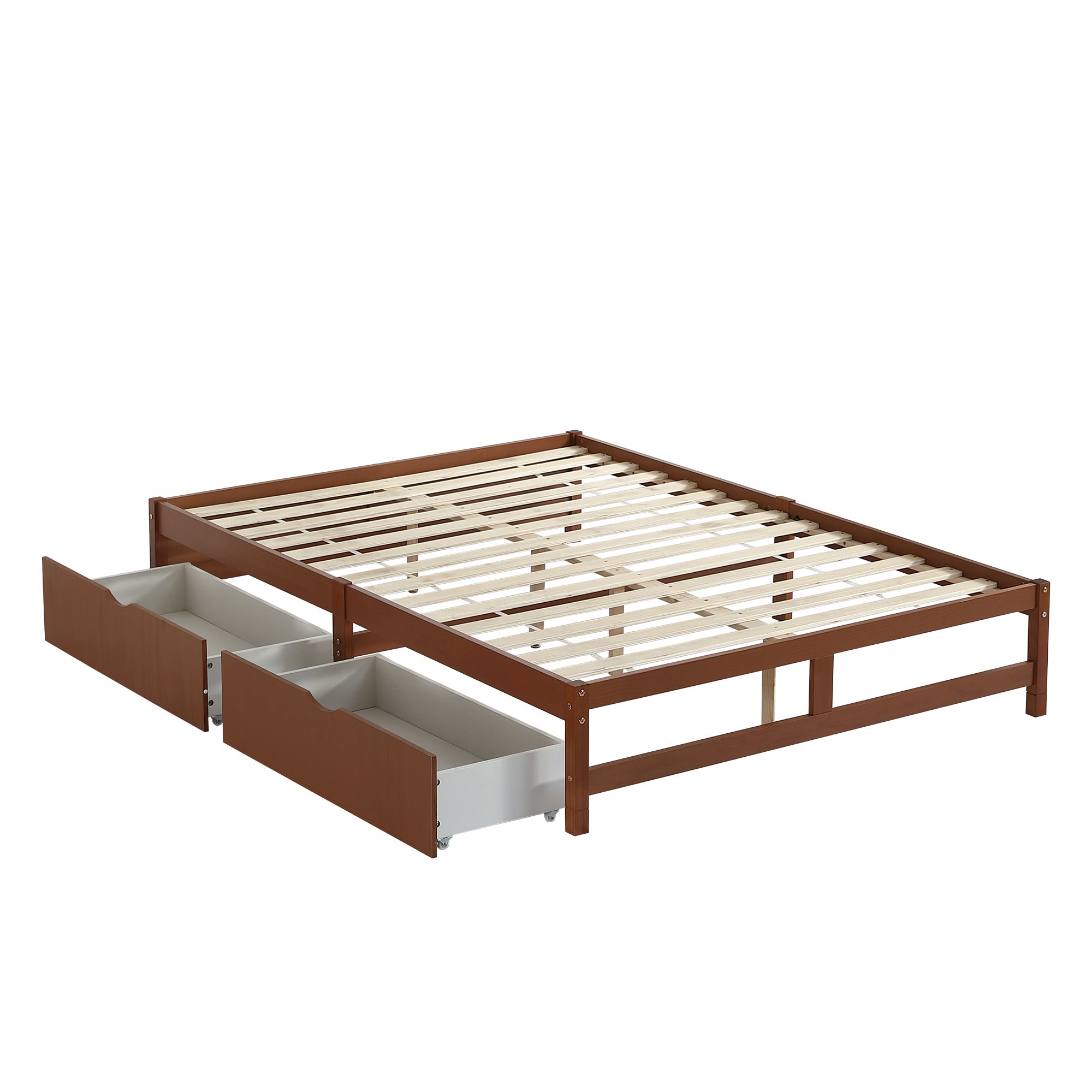Logidon Kinderbed Vintage Hout Roodbruin 140x200 cm met twee lades