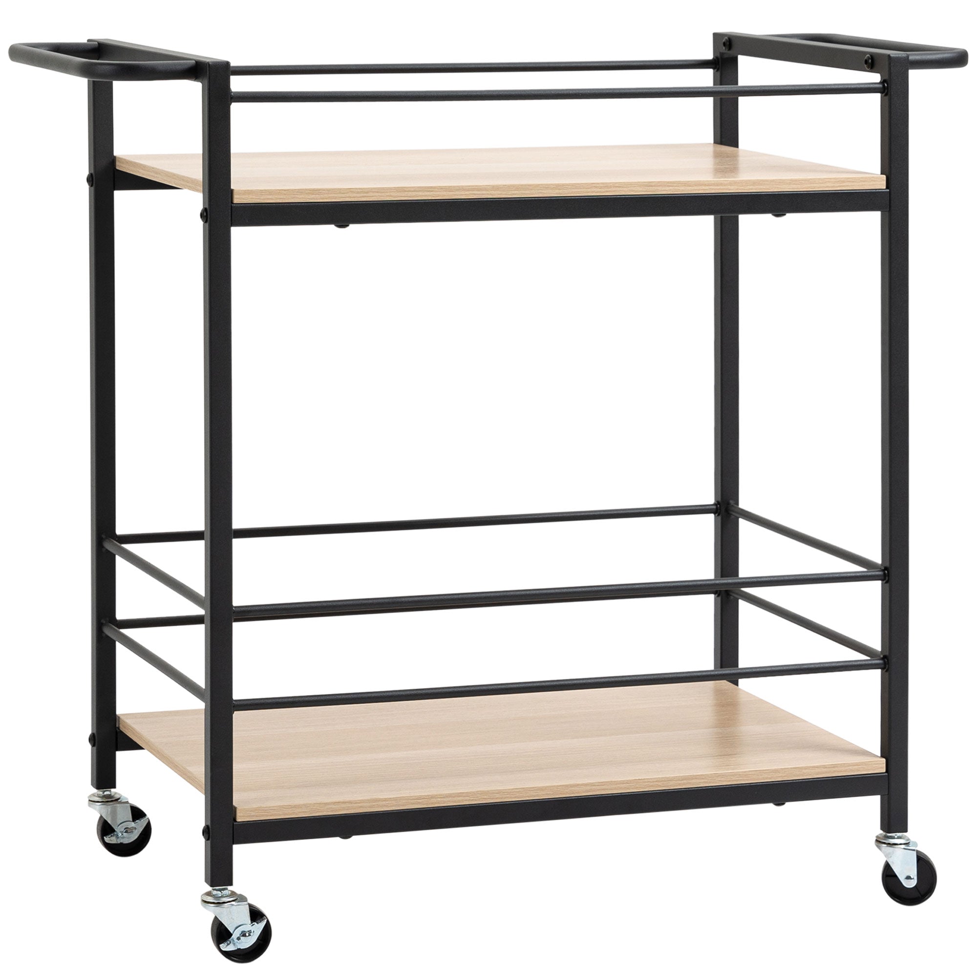 Logidon serveerwagen 2 niveaus met handvat, wielen en remmen, 82x40x75 cm