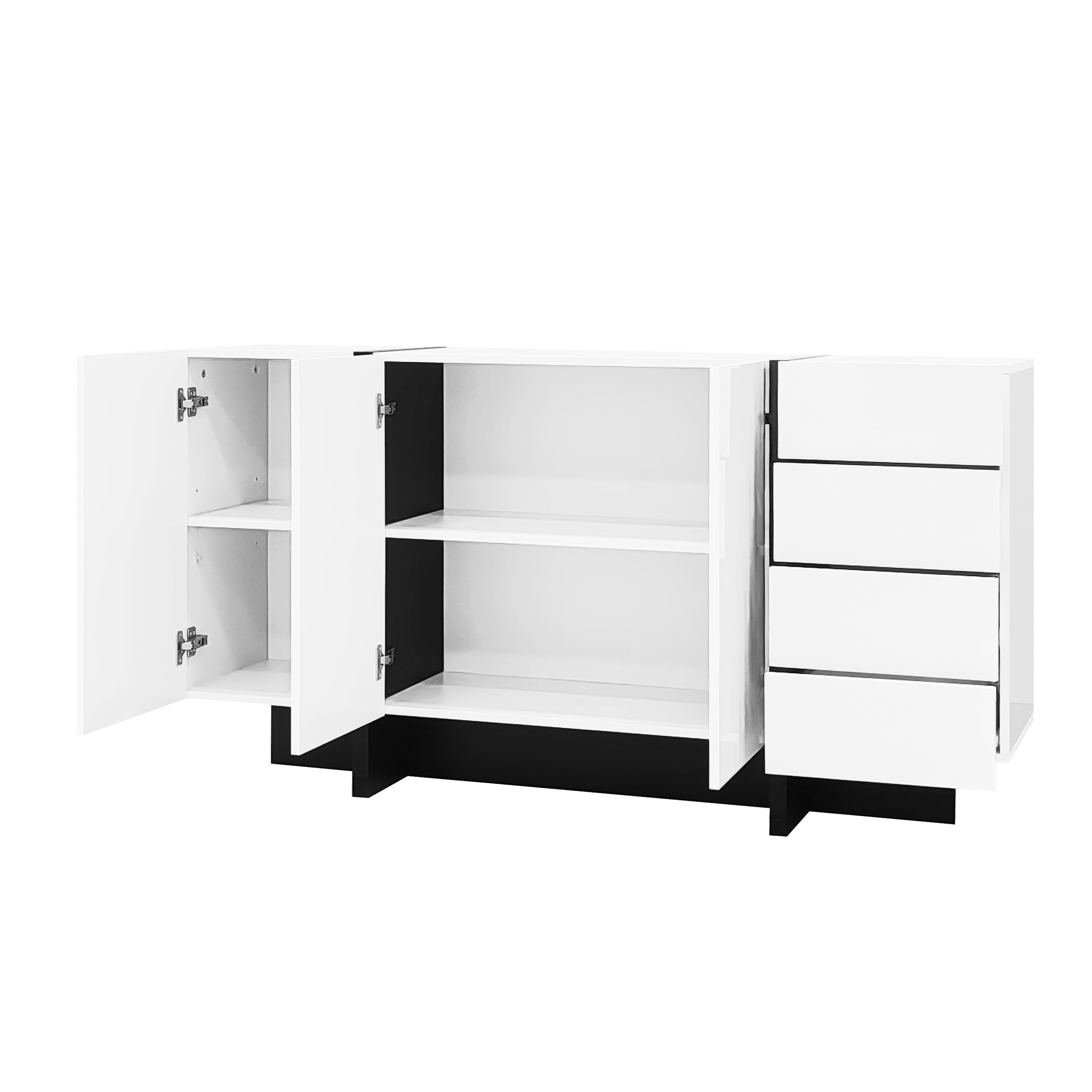 Logidon wit hoogglans dressoir 150x40x80,5 2 deuren 4 lades