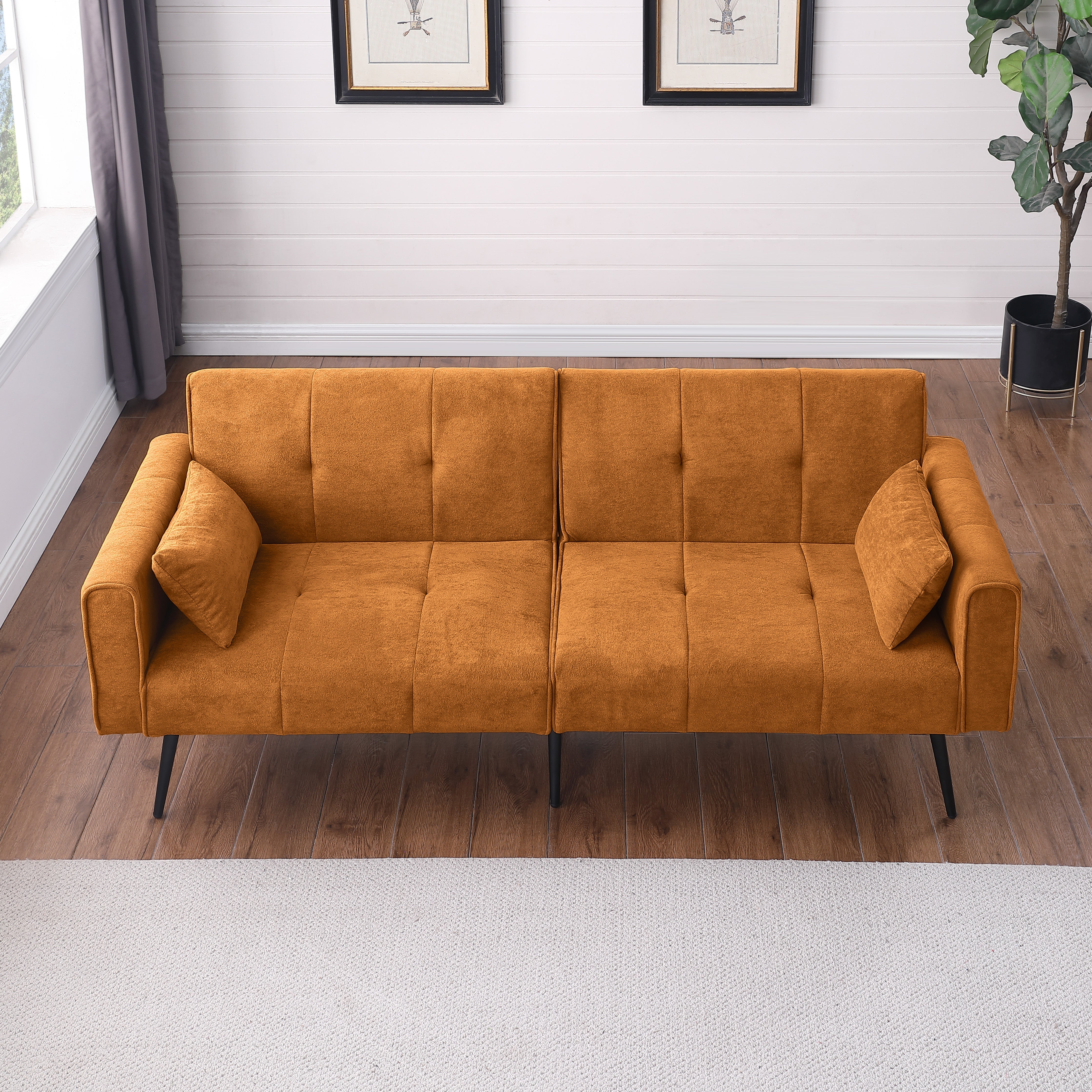 Logidon gele stoffen slaapbank 68 inch modulair voor woonkamer