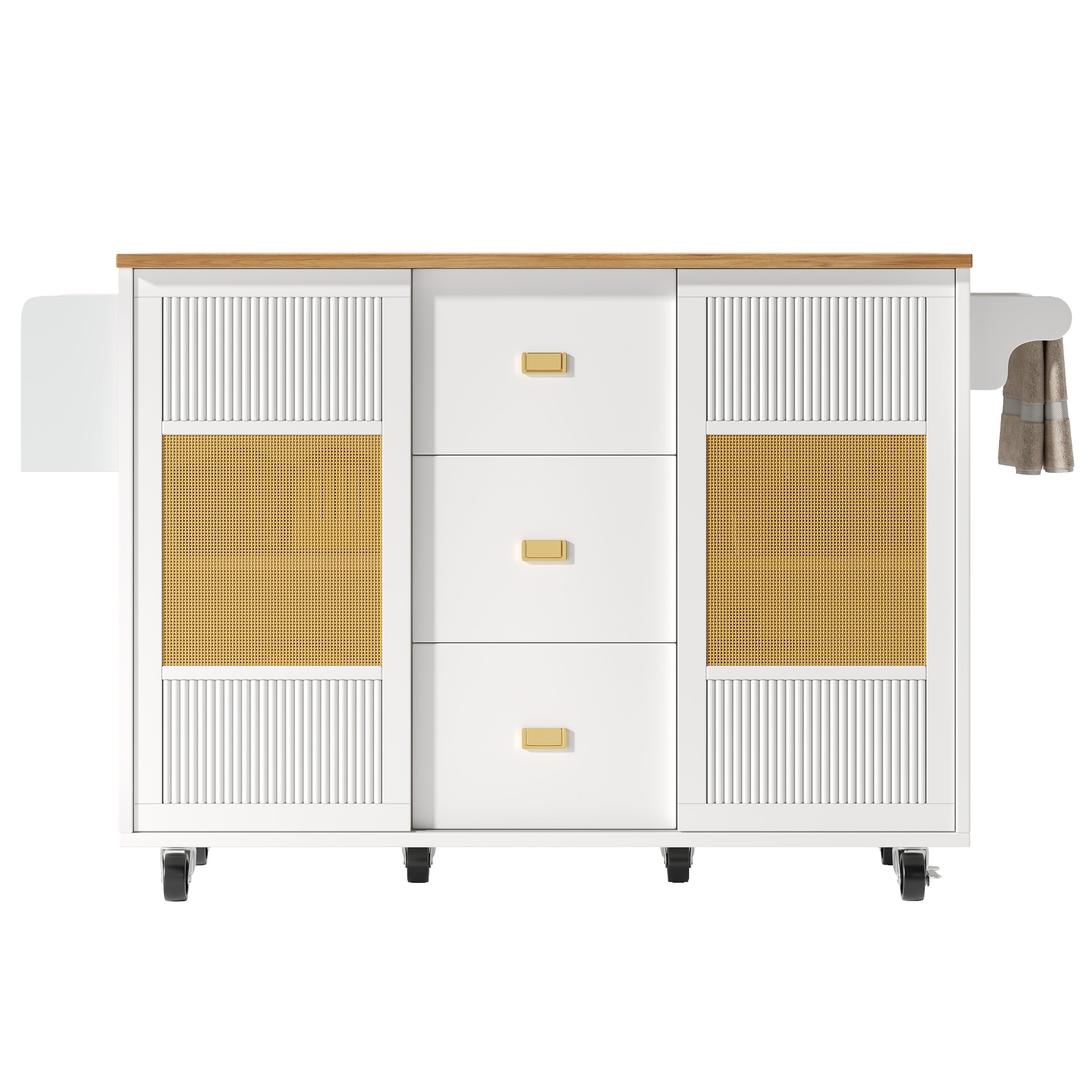 Logidon Kitchen Island Extendable with Wheels White 146x70x90 cm