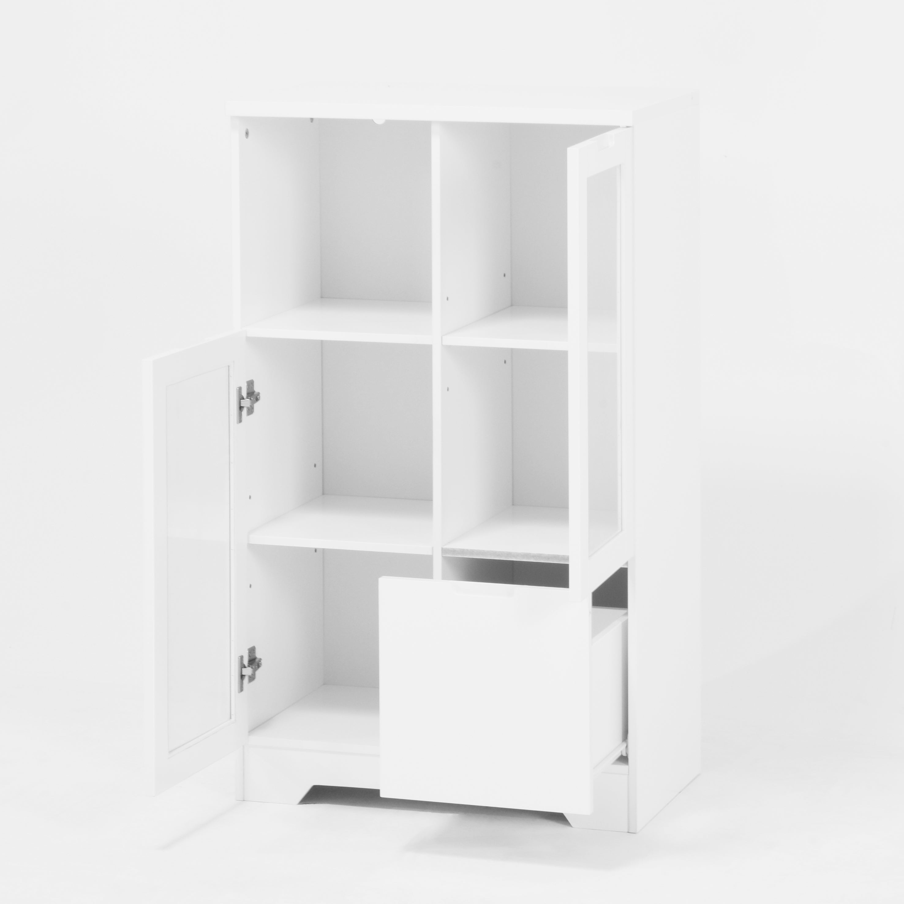 Logidon Witte MDF Kast Met Glazen Deurtjes En Lade 100cm
