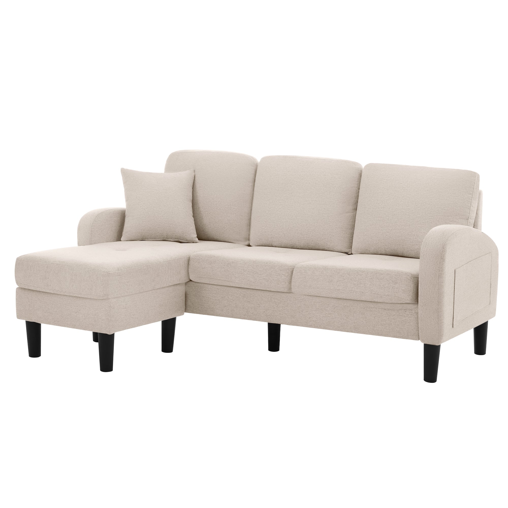 Logidon L hoekbank met chaise longue 3-zits beige 166x118x77 cm