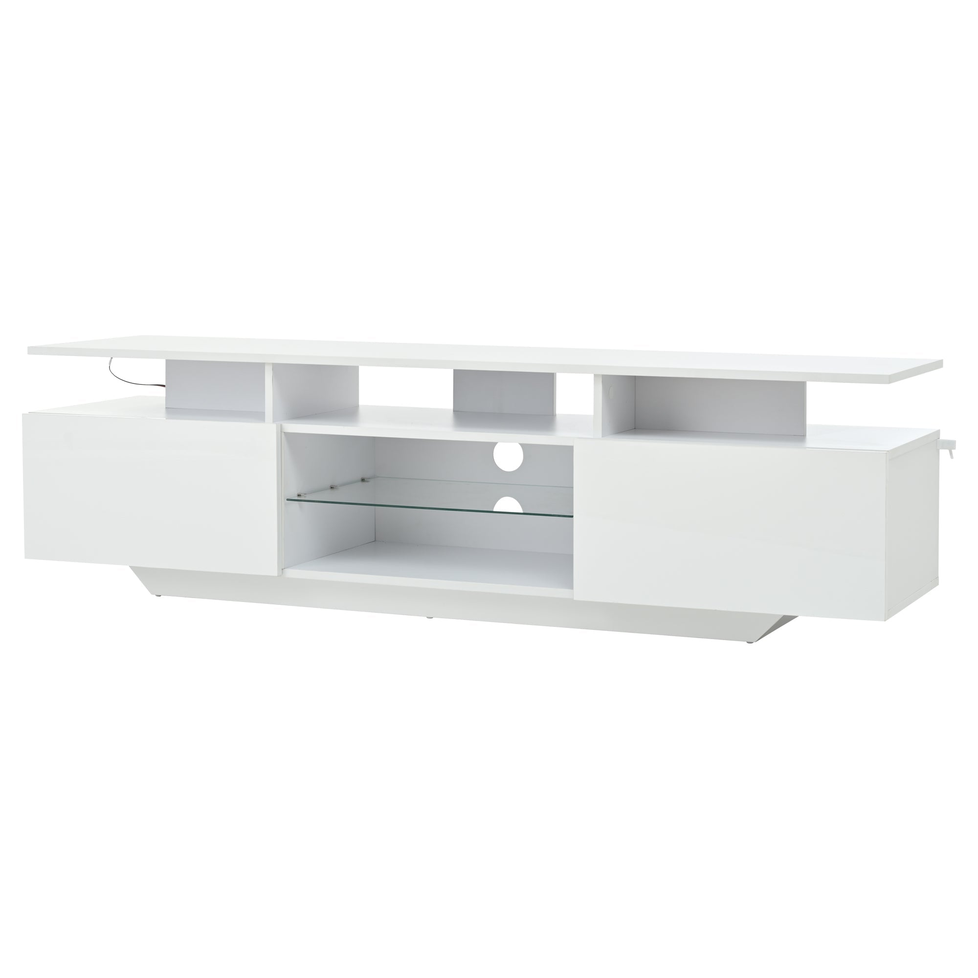 Logidon TV-meubel hoogglans wit 160 x 40 x 45 cm met LED lichtstrip glasplanken