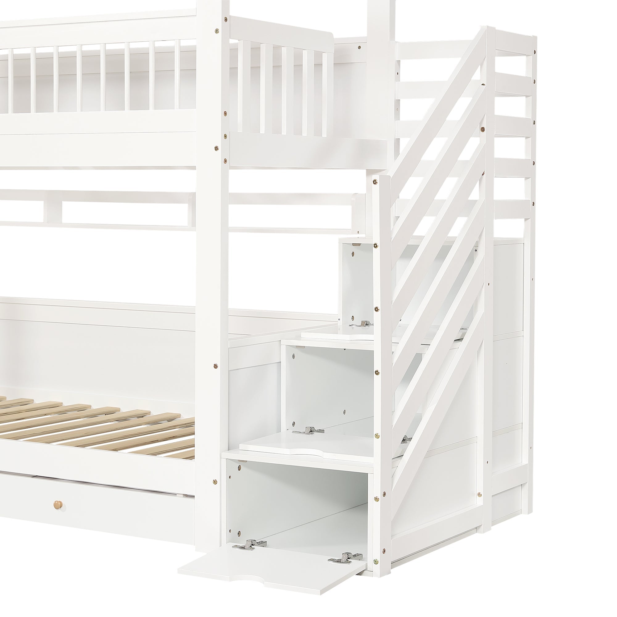 Logidon stapelbed 90x200 cm wit-naturel met trapkast