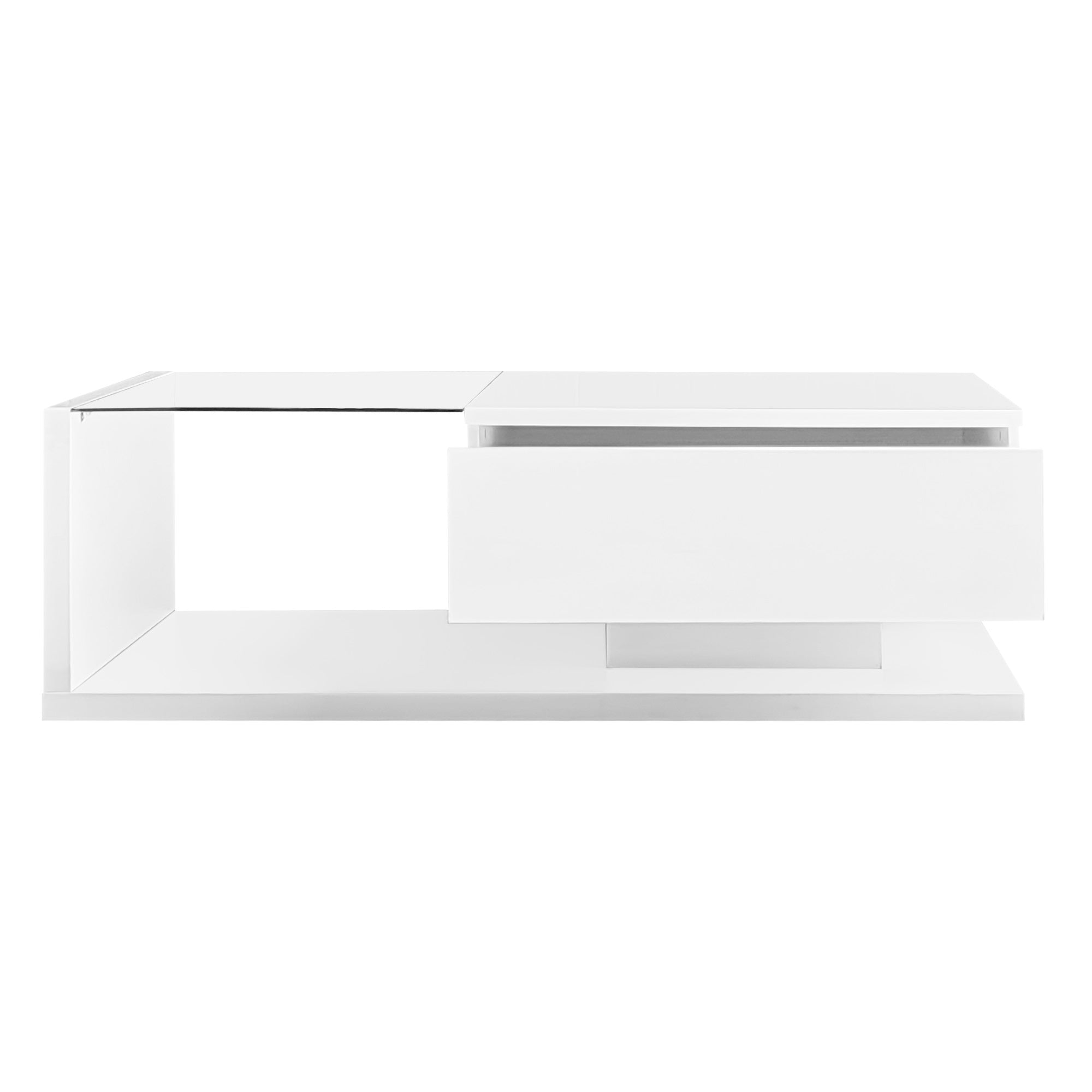 Logidon salontafel hoogglans wit glas LED 105 x 55 cm