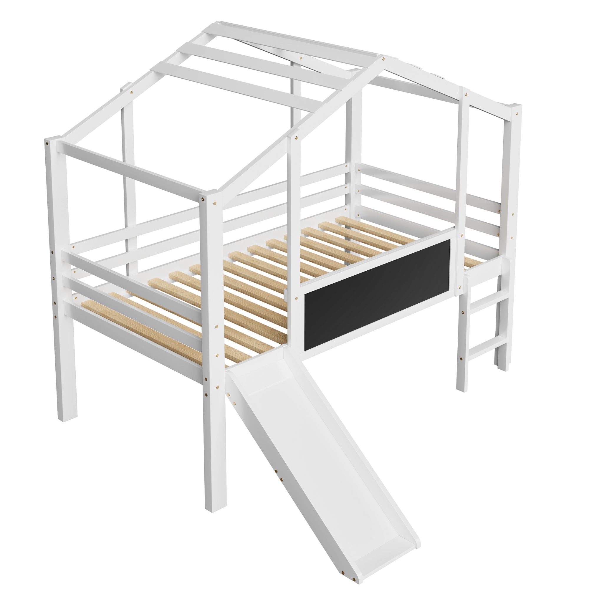 Logidon hoogslaper 90x200 wit met loftdesign en glijbaan
