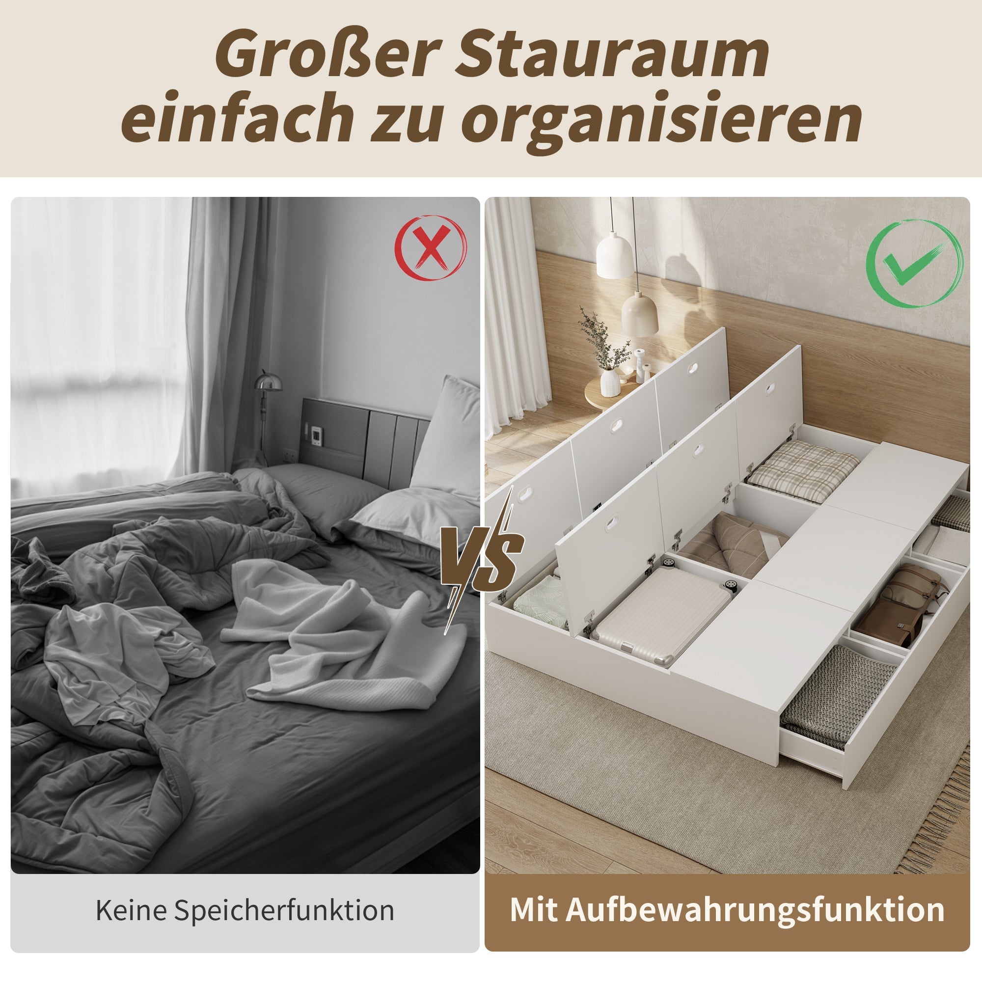 Logidon opbergbed 140x200 cm wit palletbed met opbergruimte
