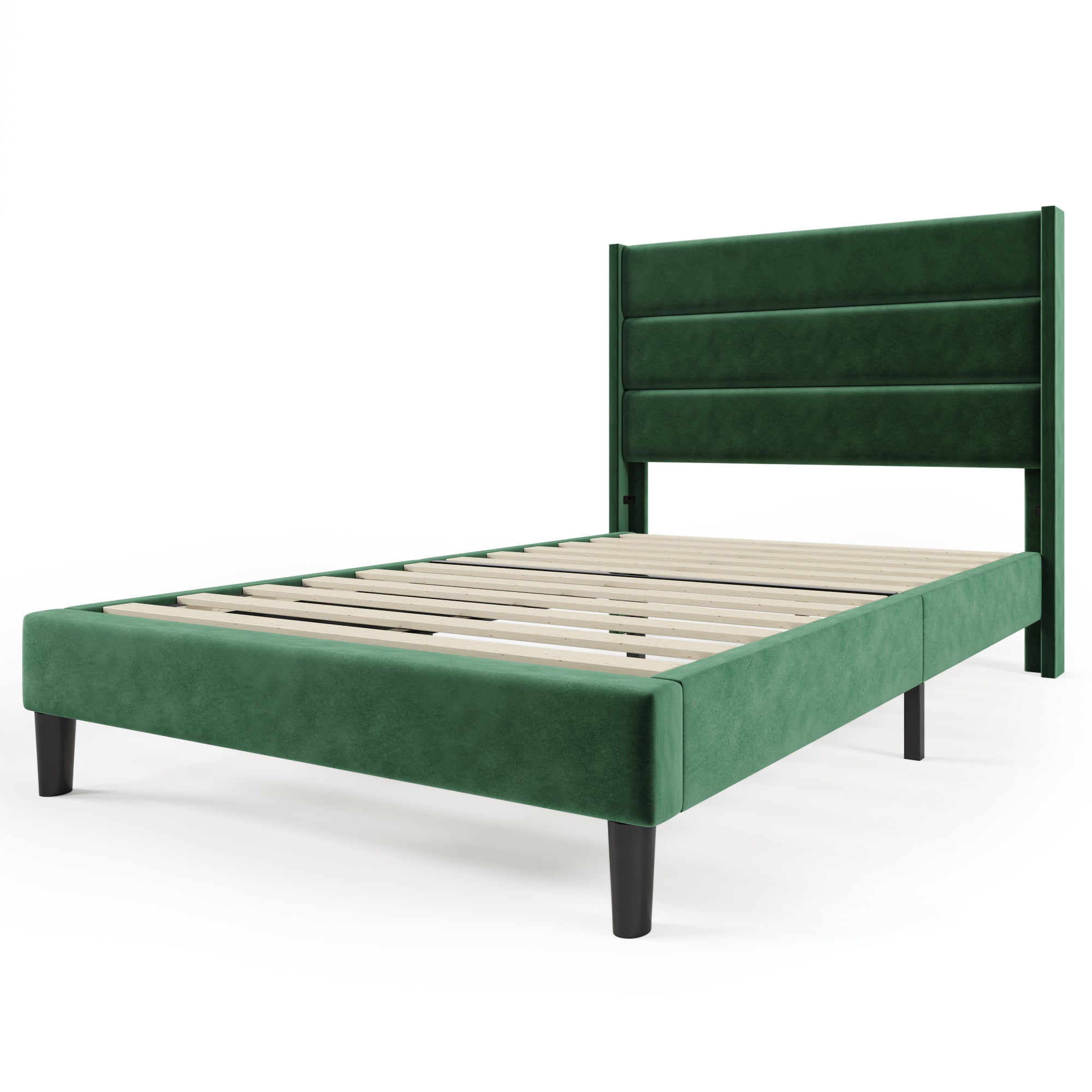 Logidon gestoffeerd bed 90x200 cm donkergroen fluwelen bekleding modern design