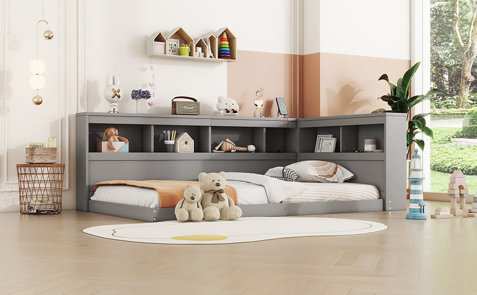 Logidon daybed 90x200 grijs inclusief stopcontact en USB lattenbodem