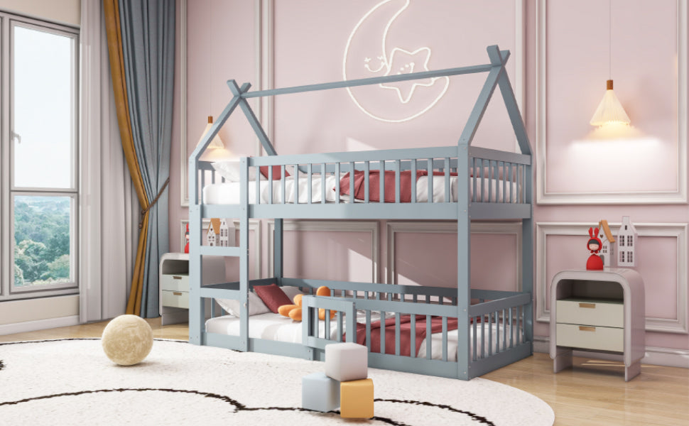 Logidon kinderstapelbed 90x200 grijze loft design trap