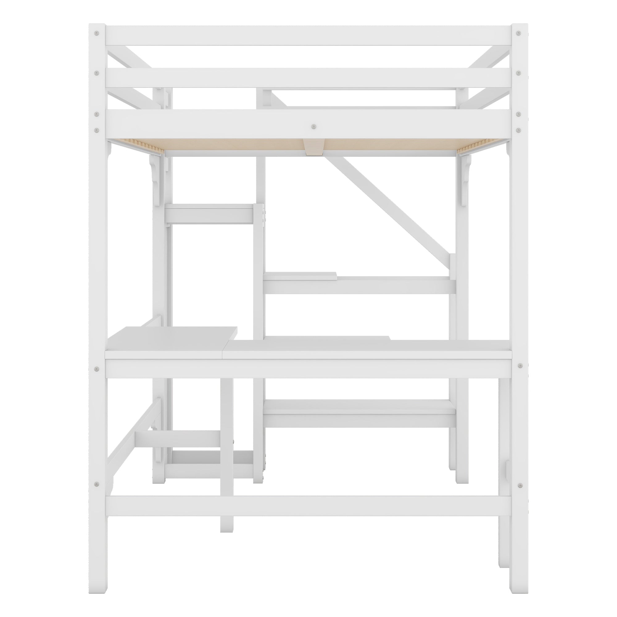 Logidon hoogslaper 140x200 cm wit met L-vormig bureau en opbergruimte