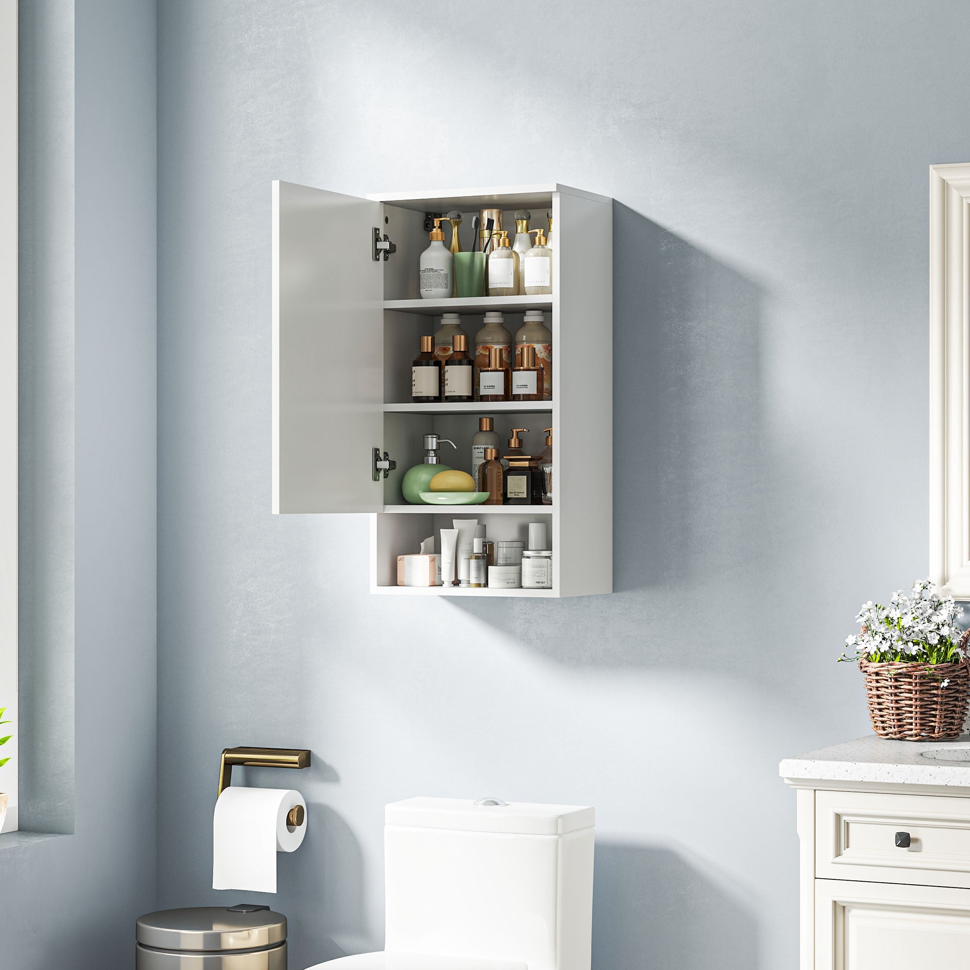 Logidon wandkast wit 40 x 27 x 77 cm deuren verstelbare planken
