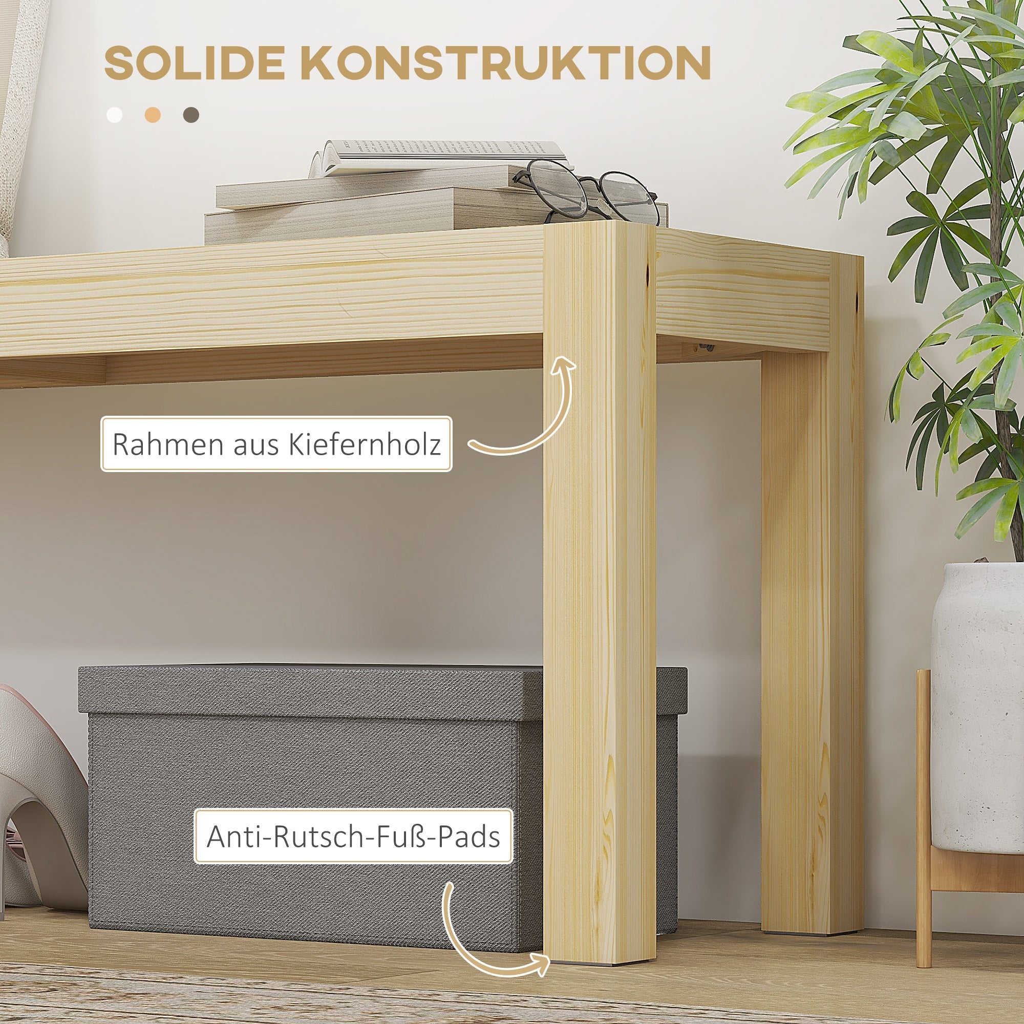 Logidon HOMCOM bank 2 zits naturel 120x33x45 cm