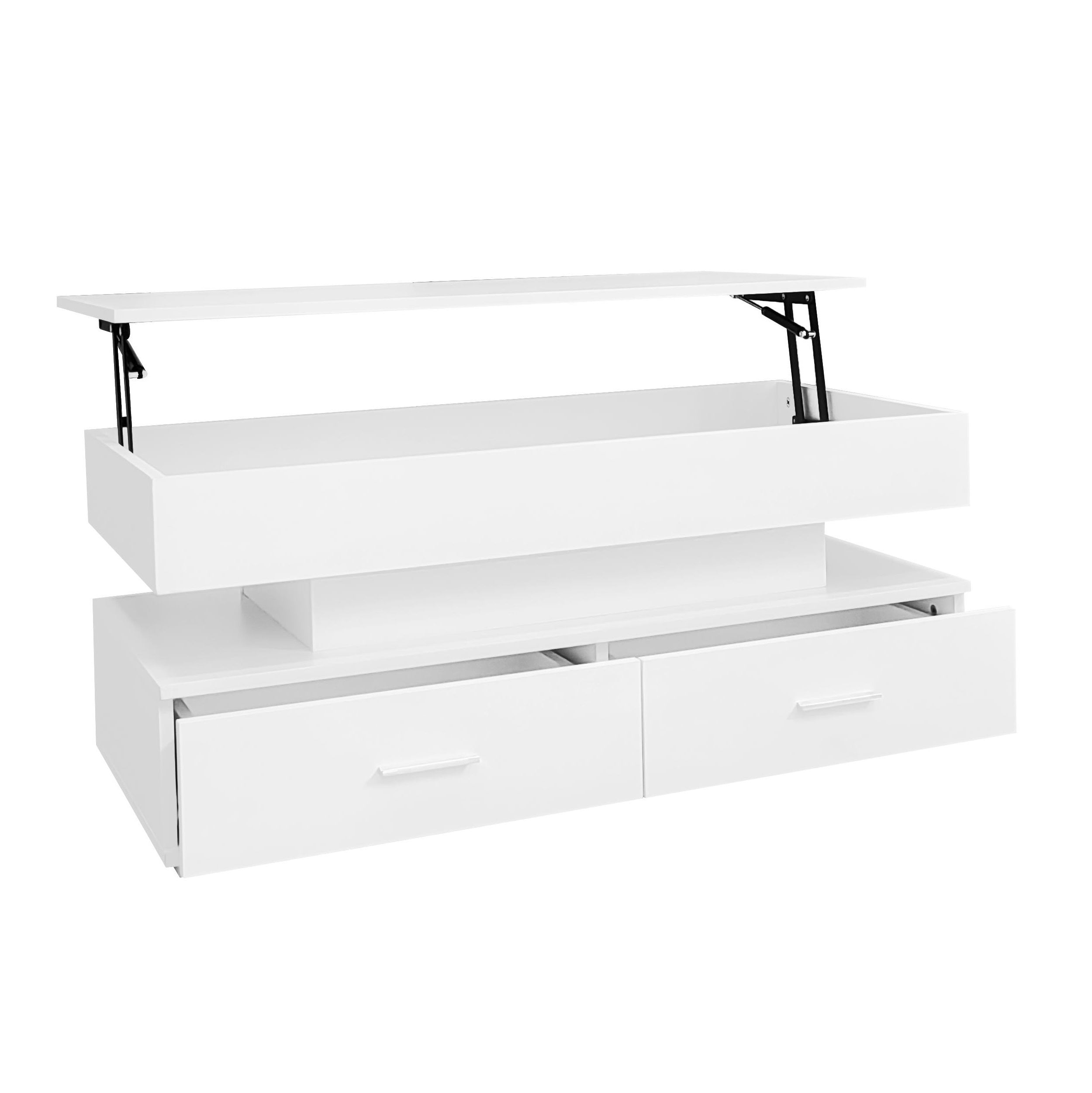 Logidon Hydraulisch in hoogte verstelbare salontafel 100x50x44 cm Wit LED