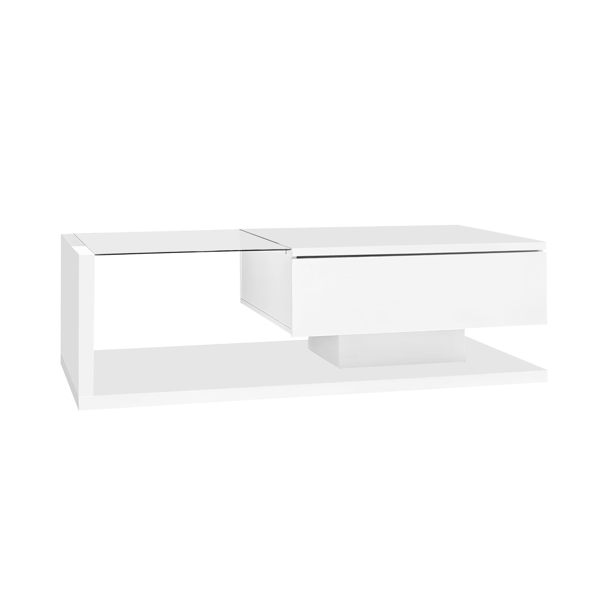 Logidon salontafel hoogglans wit glas LED 105 x 55 cm