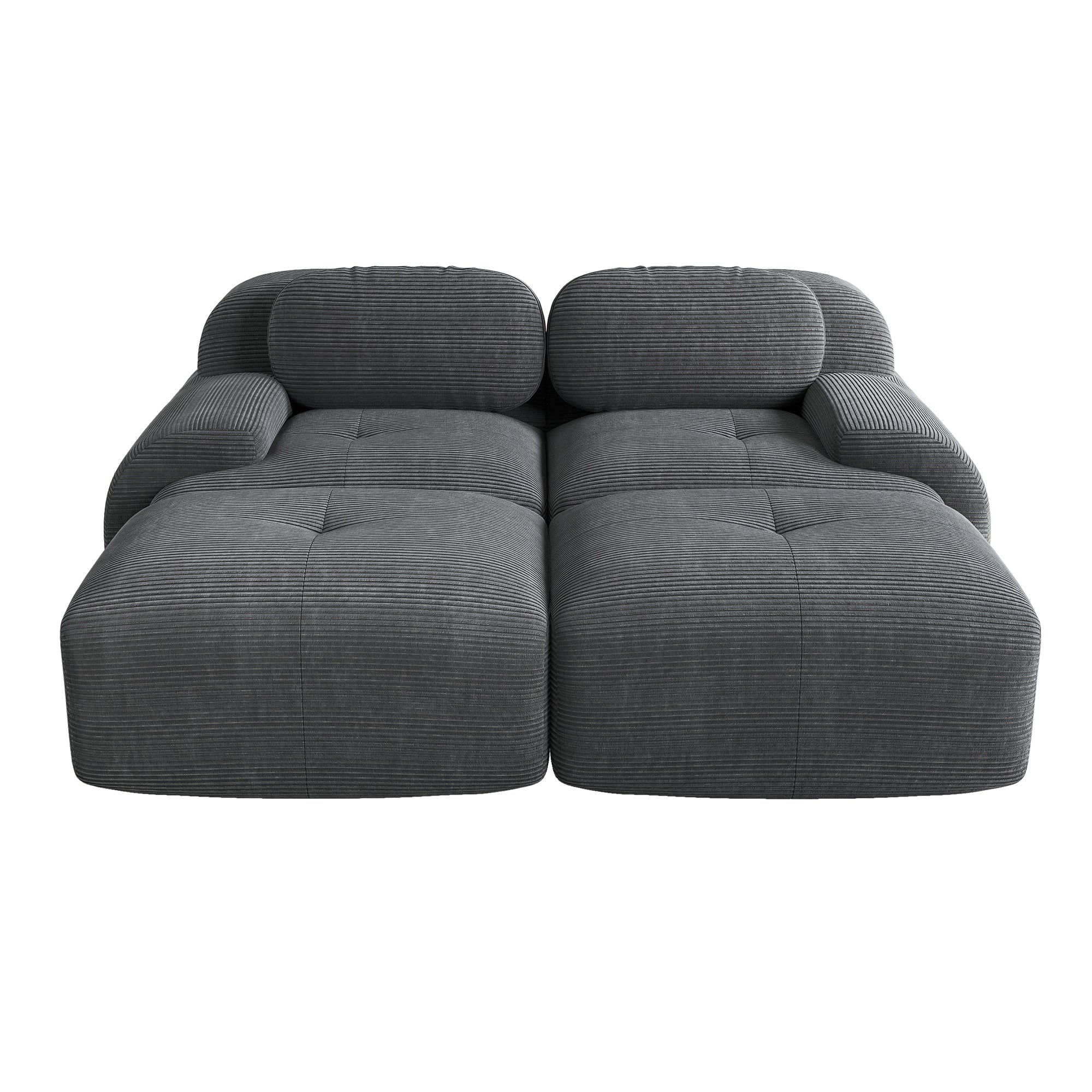 Logidon 2-zitsbank van corduroy grijze modulaire chaise longue