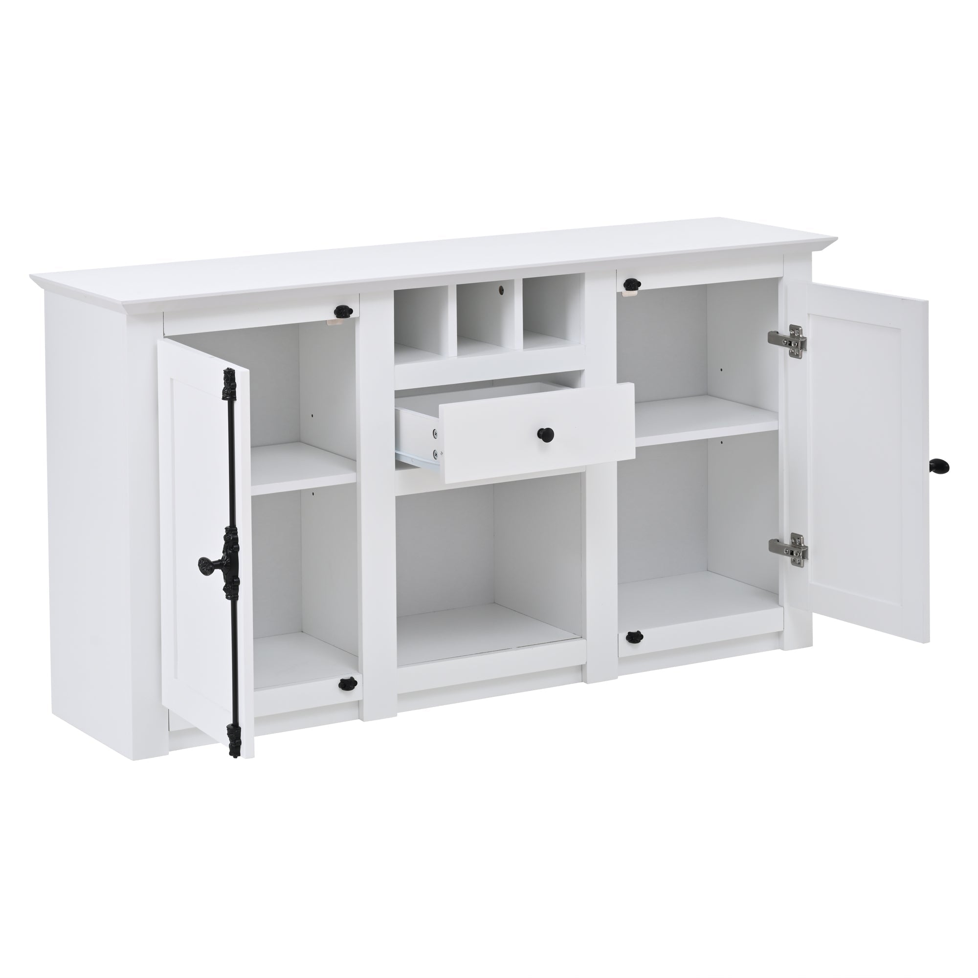 Logidon dressoir 130x35x70 cm wit 2 deuren, 1 lade, 3 wijnvakken