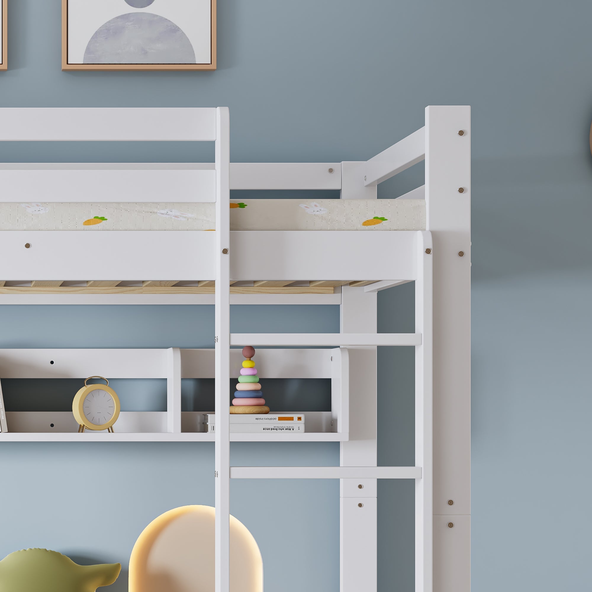 Logidon Kinderstapelbed 90x200cm Uitschuifbed op wielen Wit