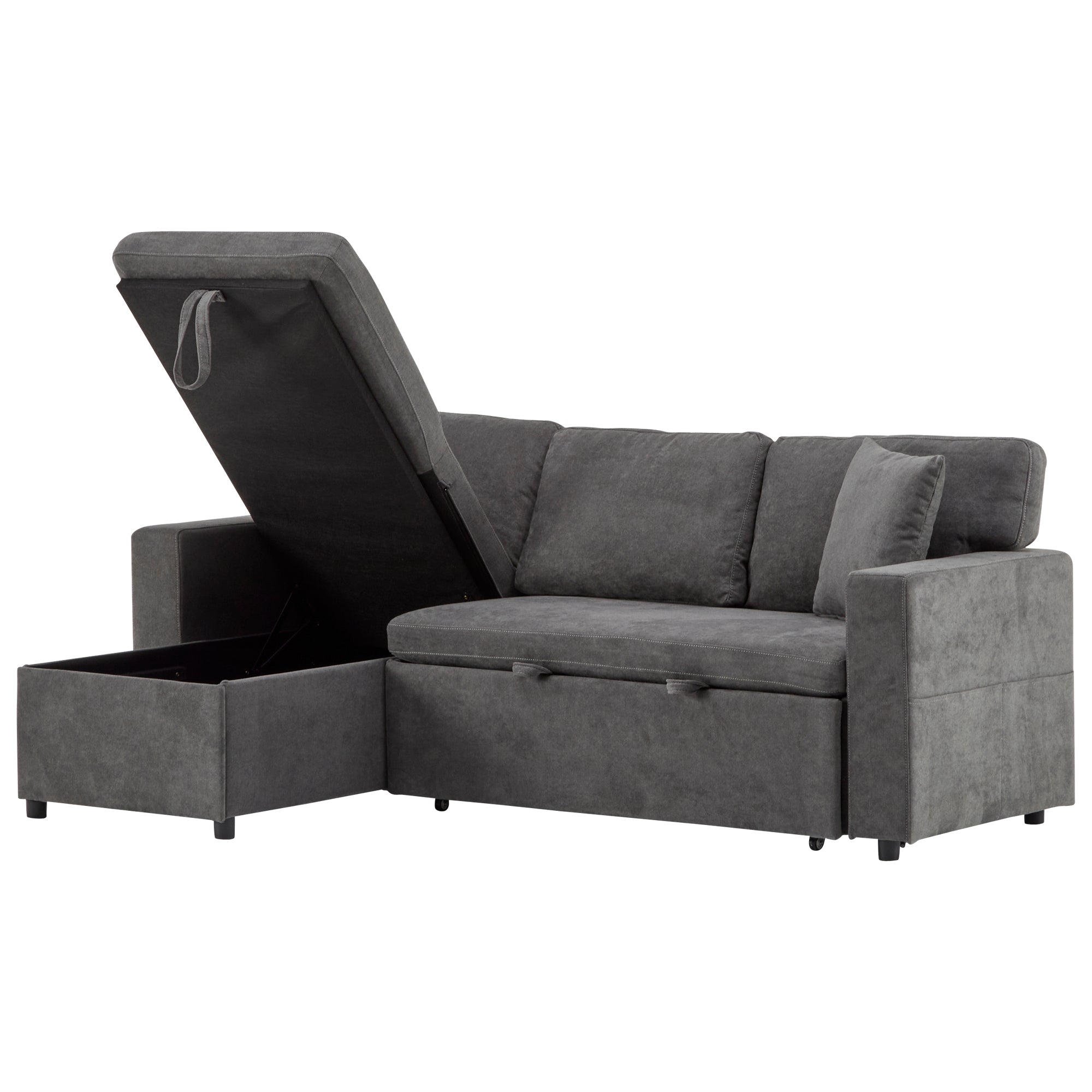 Logidon Corner Sofa Gray Extendable Bed With Bed Box Shelf 214x131