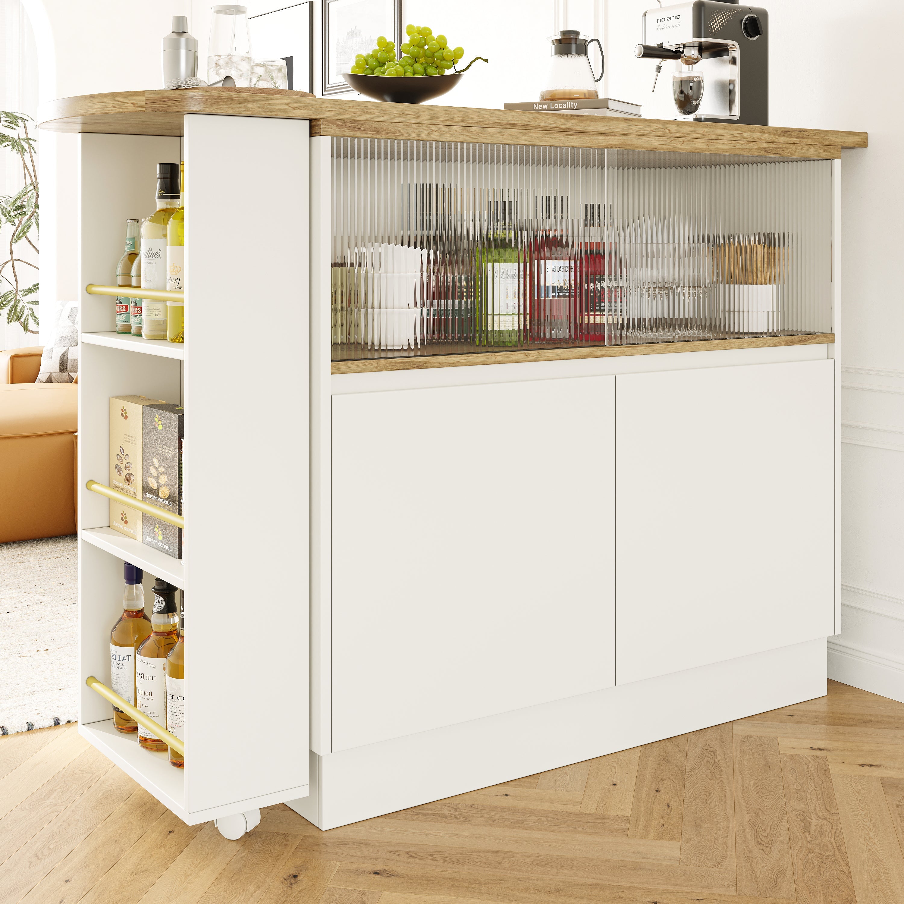 Logidon 360° draaibaar dressoir wit 90×45×100 cm glazen schuifdeur