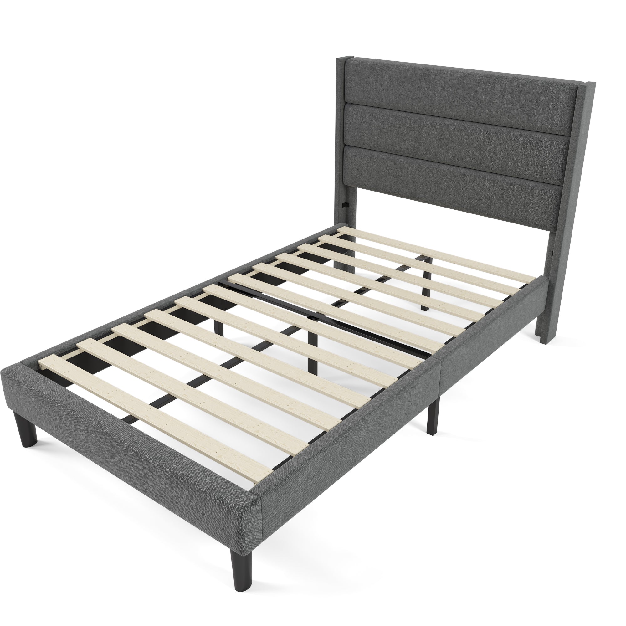 Logidon gestoffeerd bed 90x200 cm grijs linnen modern design