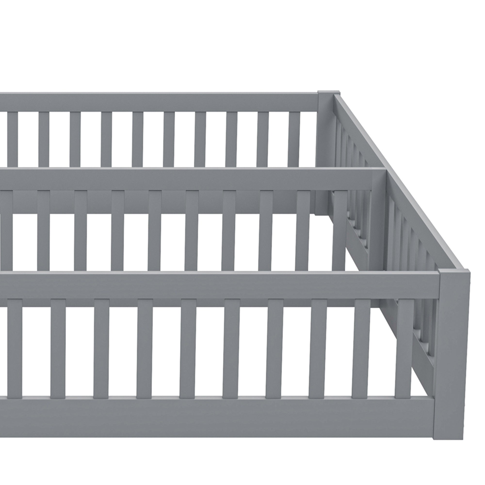 Logidon Upholstered Bed 90x200 cm Gray Children's Bed With Safety Gate