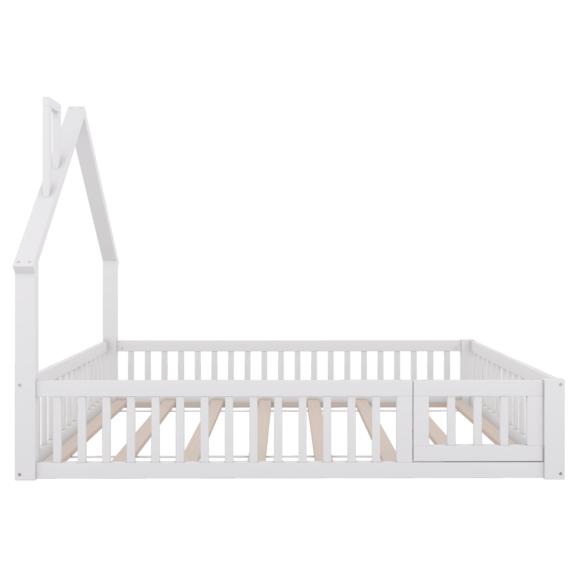 Logidon kinderbed 140x200 schouwvorm wit grenenhout met lattenbodem