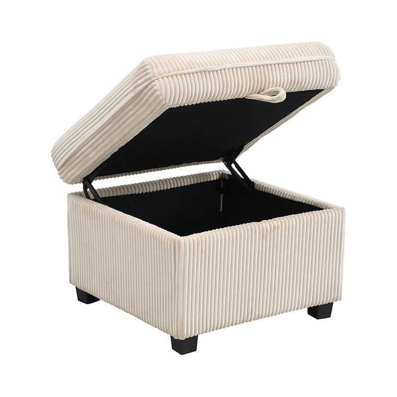 Logidon hoekbank U-vorm beige corduroy stof met opbergvak en slaapfunctie