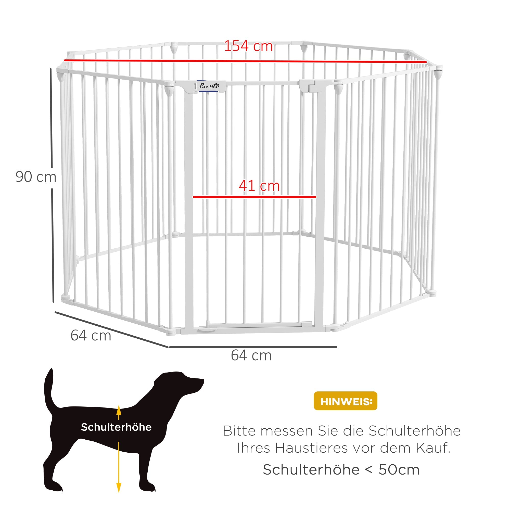 Logidon Puppybox 90 cm Hoog Wit Opvouwbaar 8 Panelen Sluithulp