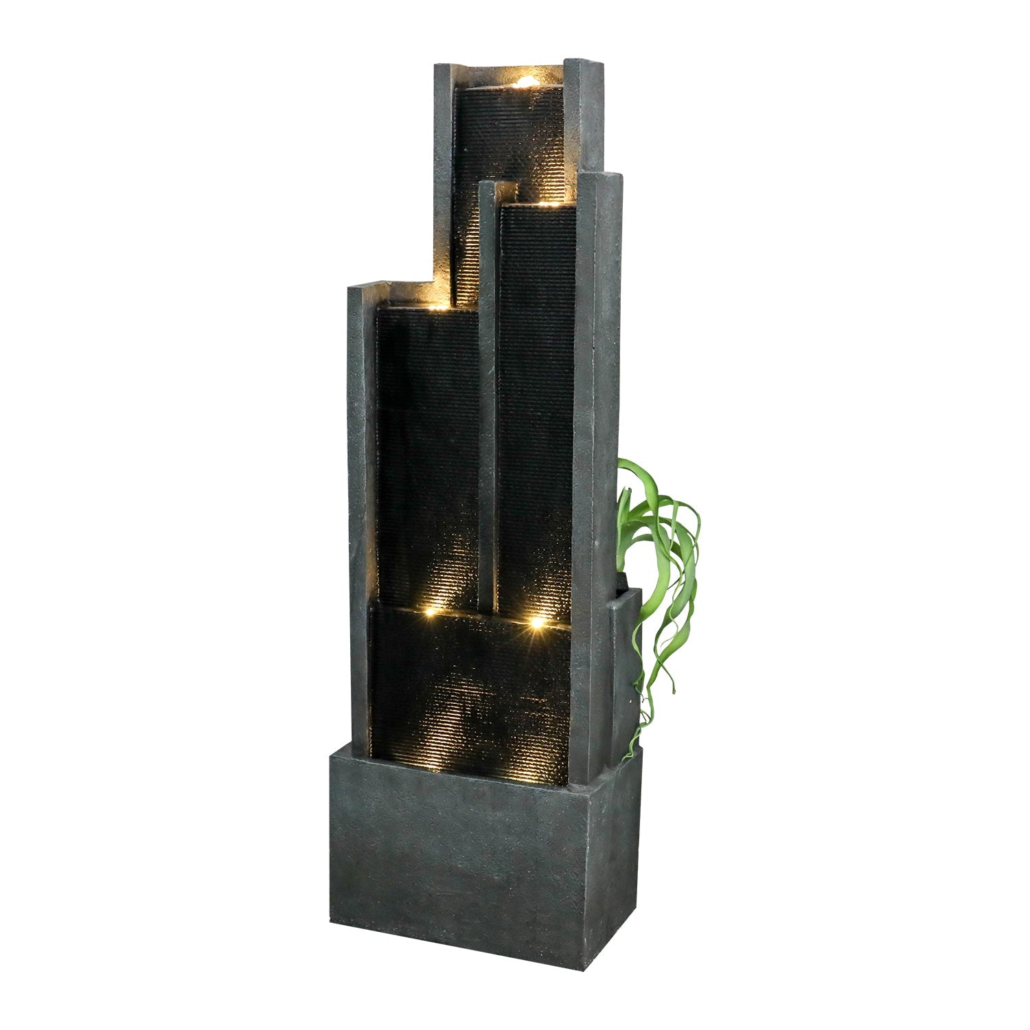 Logidon 128 cm moderne waterfontein gemaakt van polyresin zwarte LED