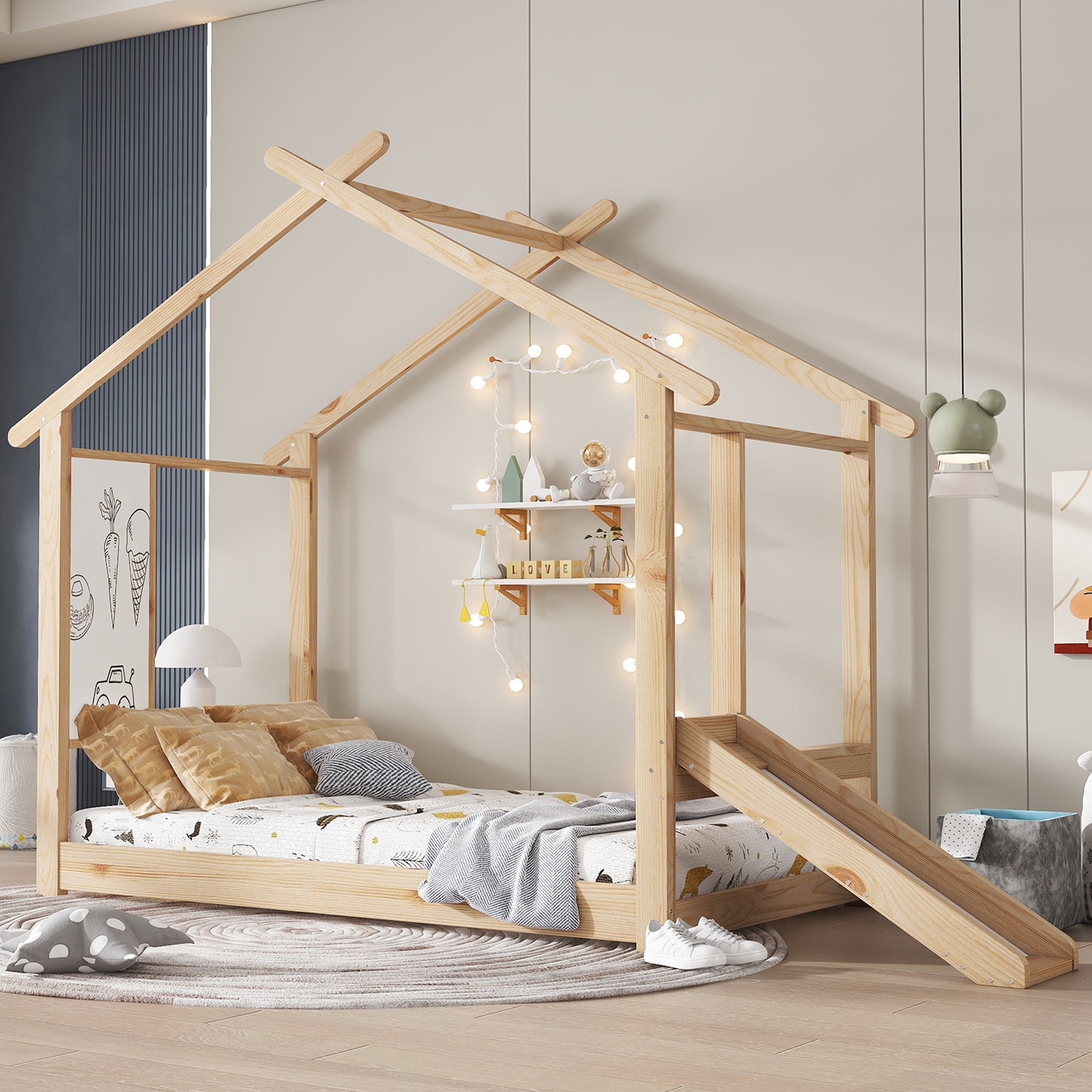 Logidon Kinderbed Met Schuifdak Design 90x200 Naturel