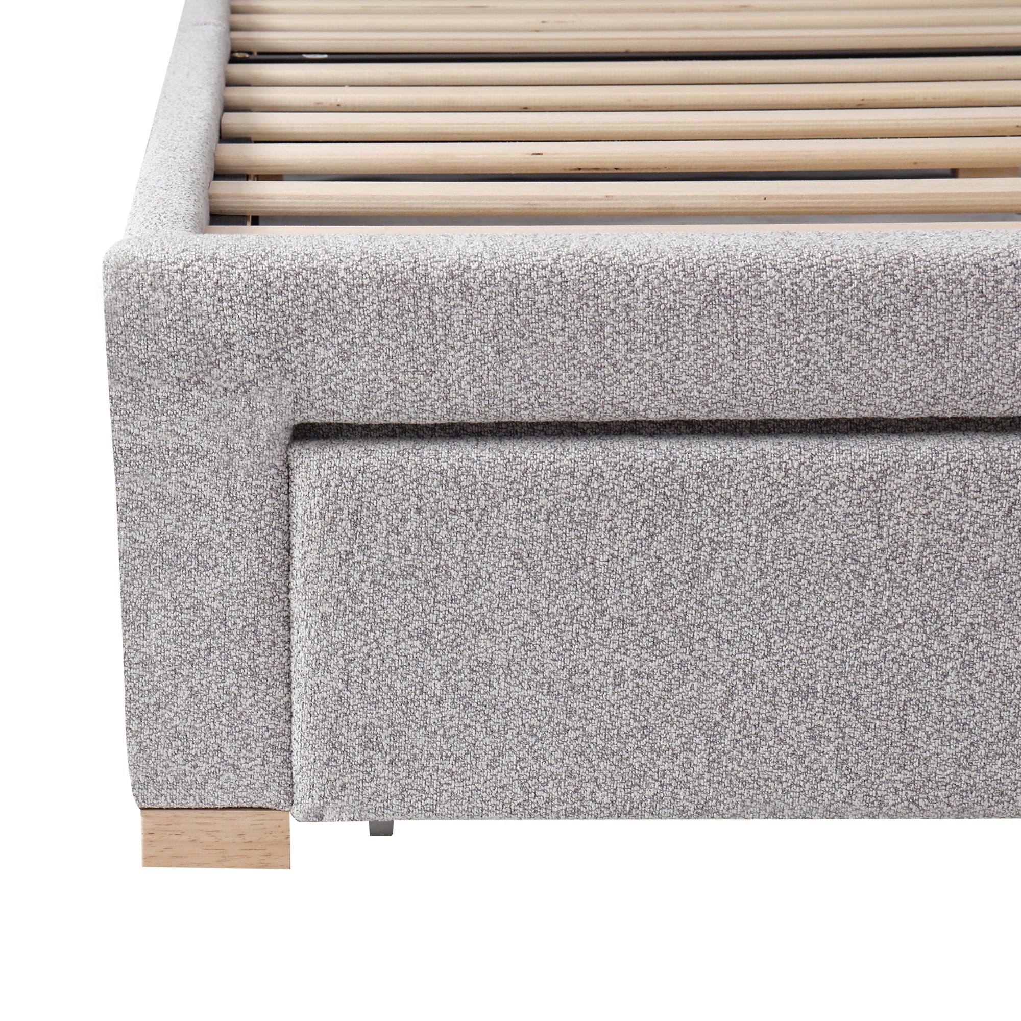 Logidon gestoffeerd bed 90x200 cm functioneel bed grote lade grijze chenille
