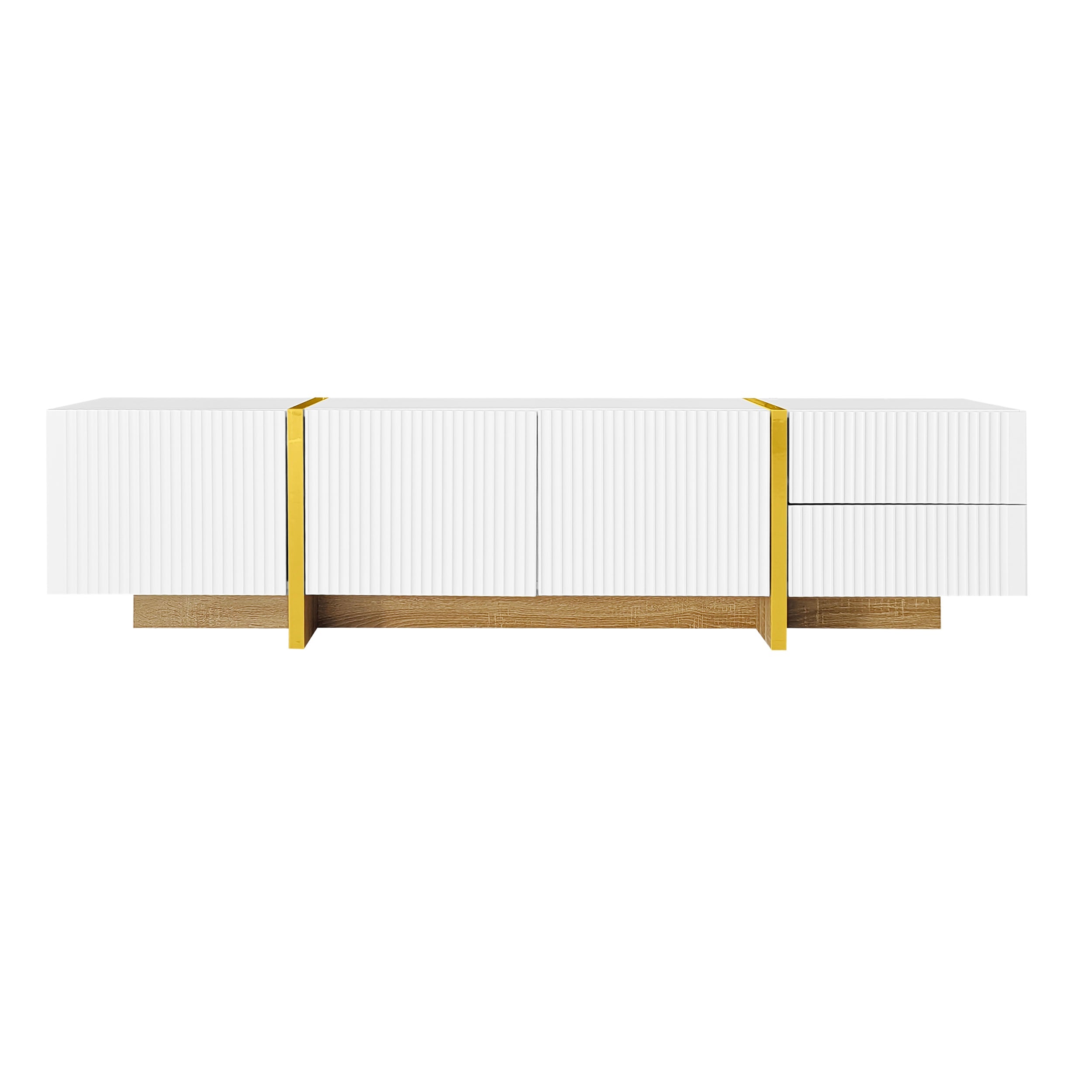 Logidon TV-meubel 190 cm wit goud houtnerf 3 deuren 2 lades